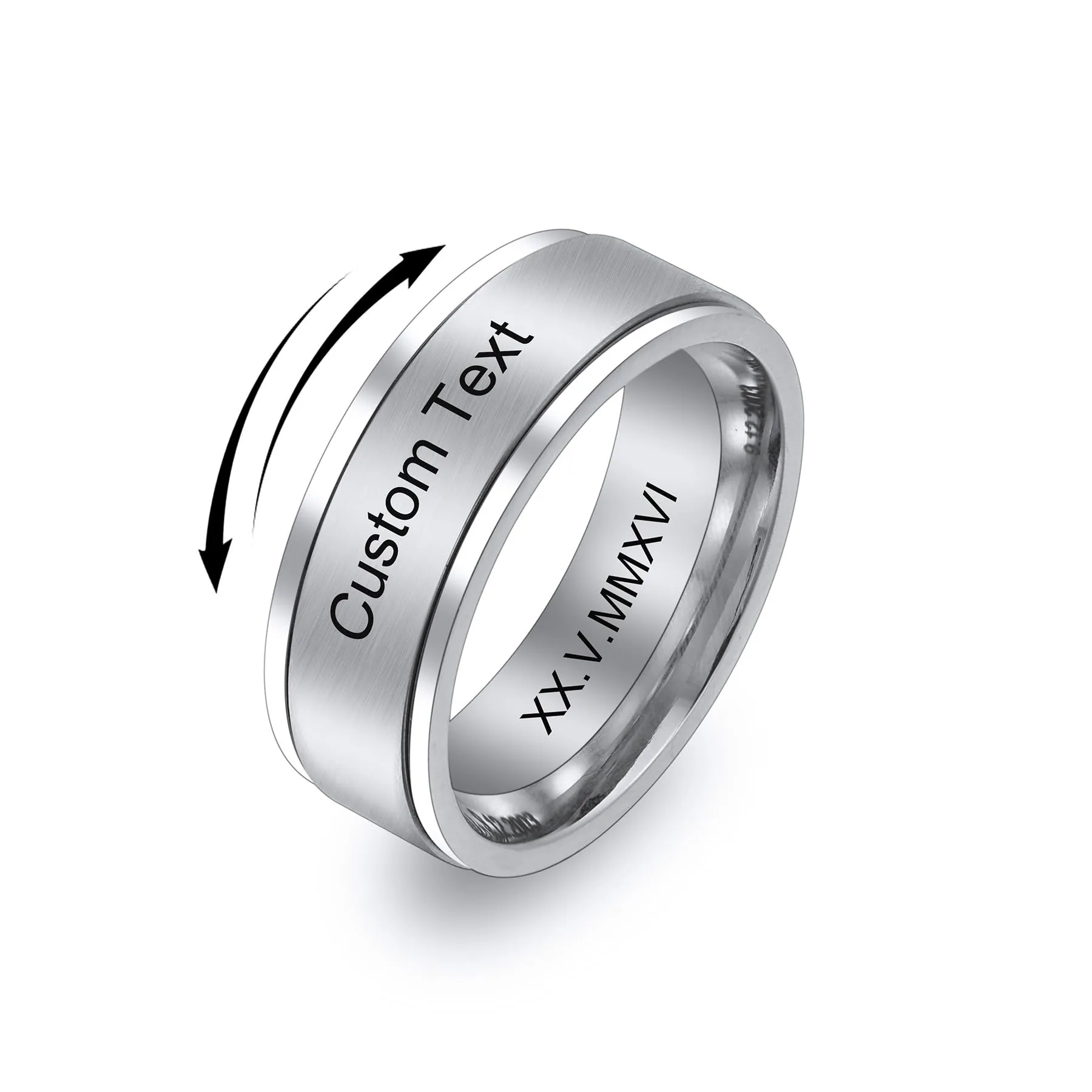 MeMeDIY Anelli in Acciaio Inossidabile Personalizzati con Incisione Nome Data e Testo Style E-7# - immagine 1
