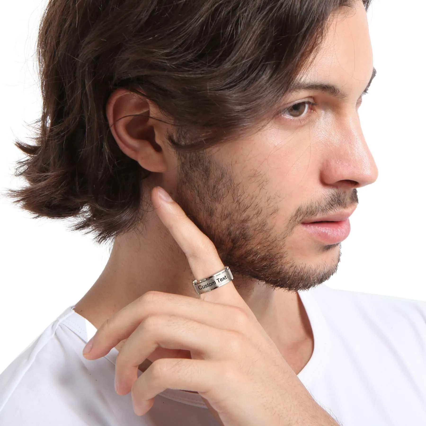 MeMeDIY Anelli in Acciaio Inossidabile Personalizzati con Incisione Style E-12# - immagine 2