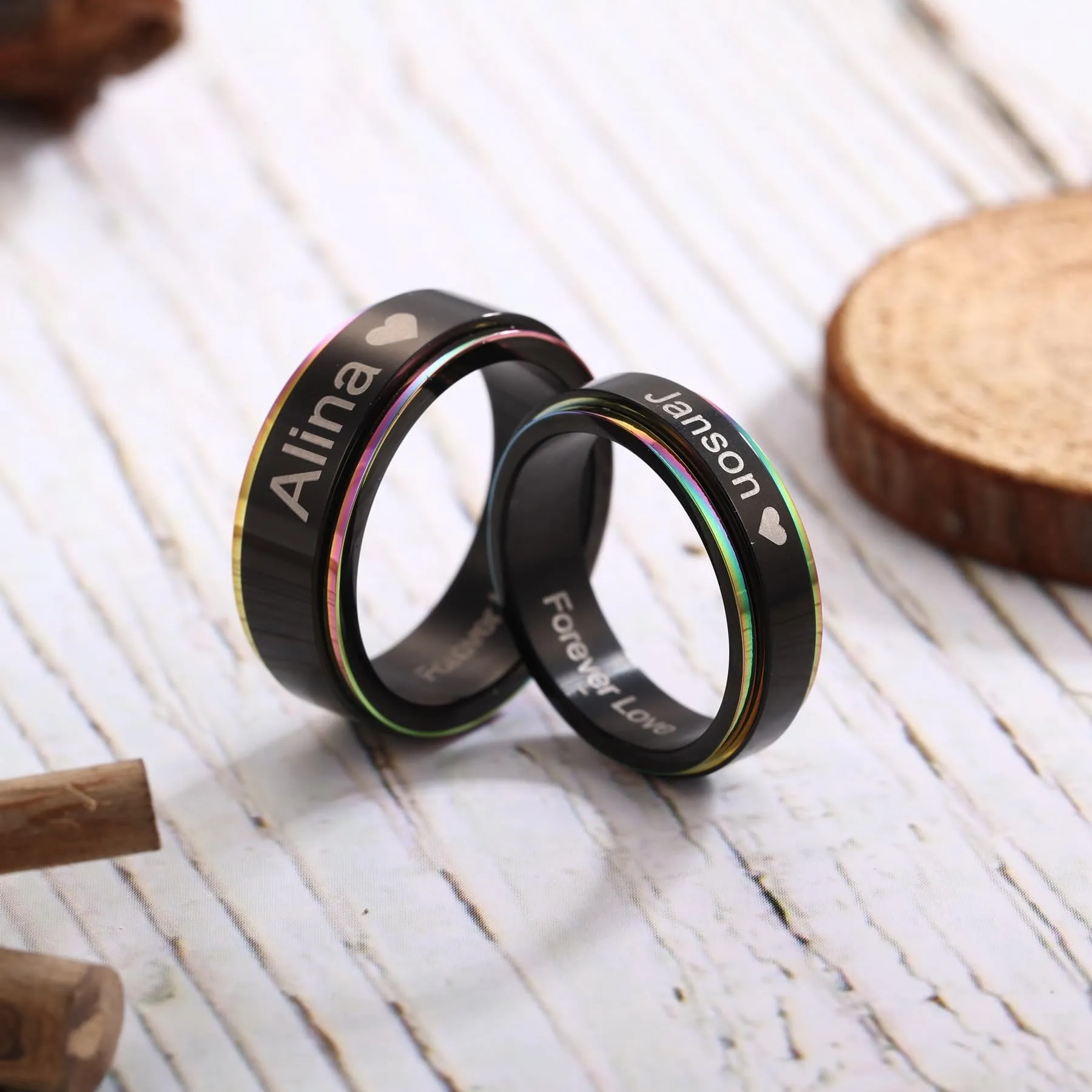 MeMeDIY Anelli in Acciaio Inossidabile Personalizzati con Incisione - Style B2-10# - immagine 3