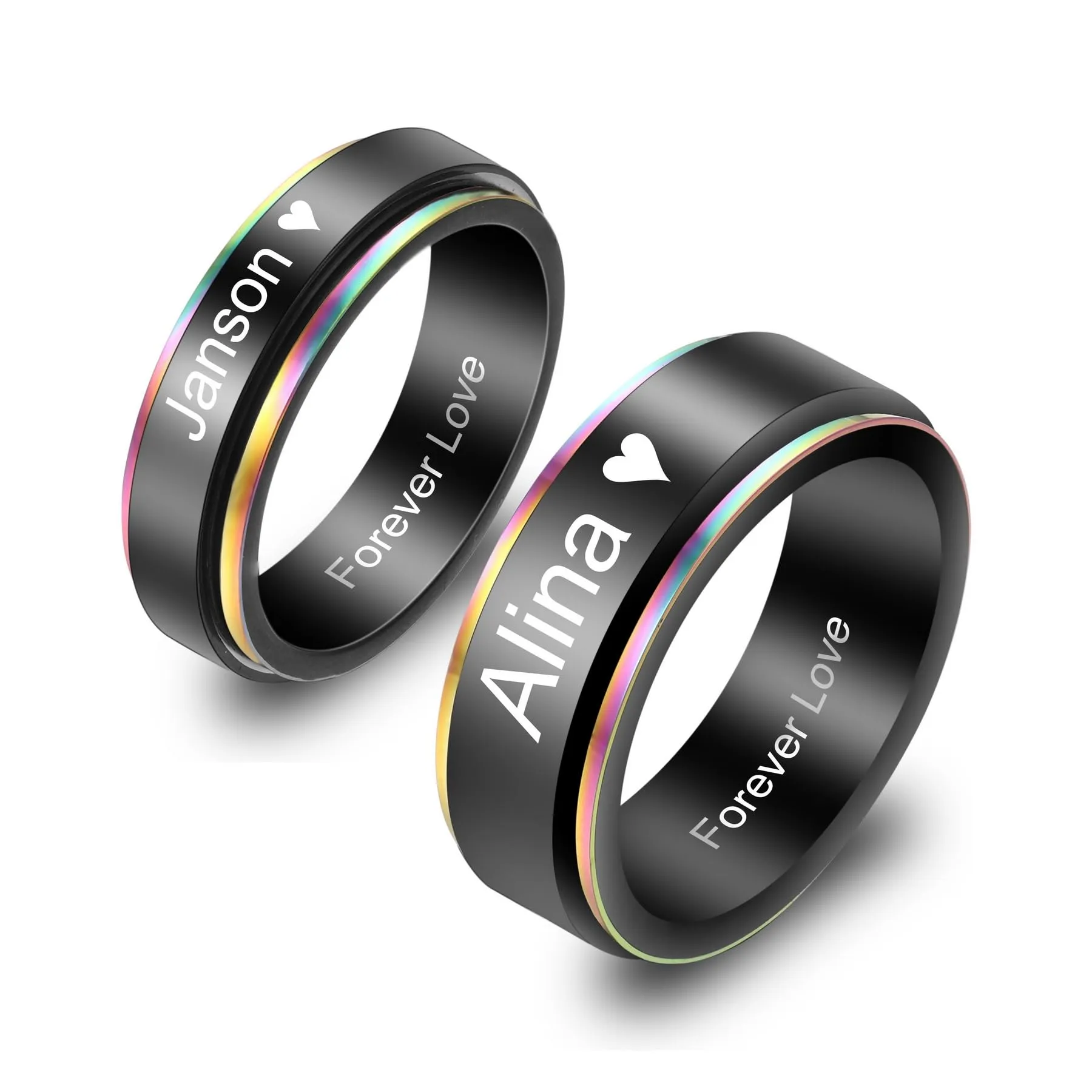 MeMeDIY Anelli in Acciaio Inossidabile Personalizzati con Incisione Nome e Data - Style B1-7# - immagine 1