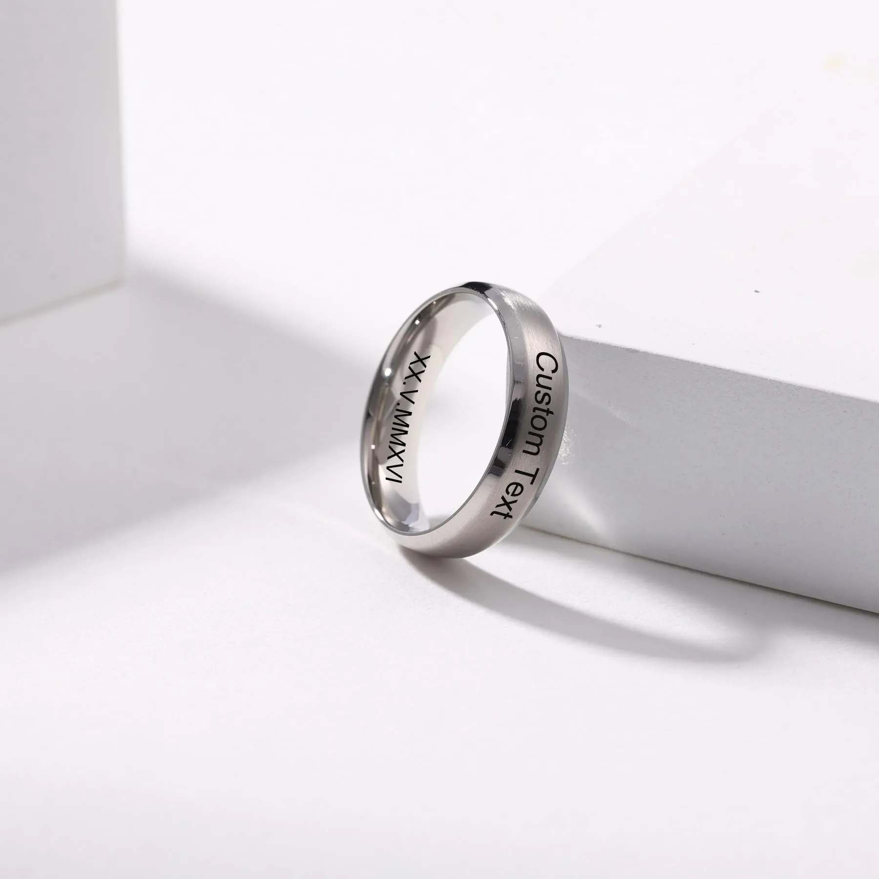 MeMeDIY Anelli in Acciaio Inossidabile Personalizzati con Incisione Nome Data e Testo, Style D1-7# - immagine 4
