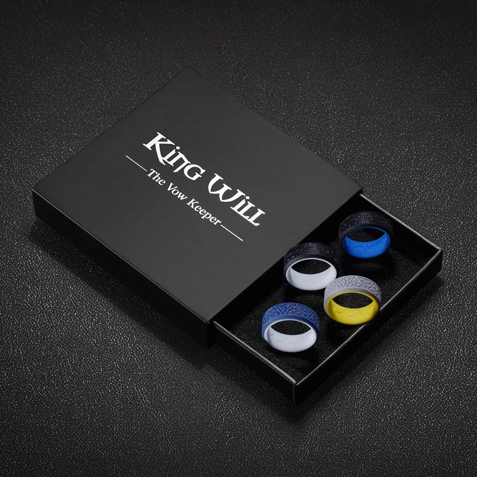 King Will Fedi nuziali da uomo in silicone, 8 mm, Comfort Fit, Misura 8 - immagine 6