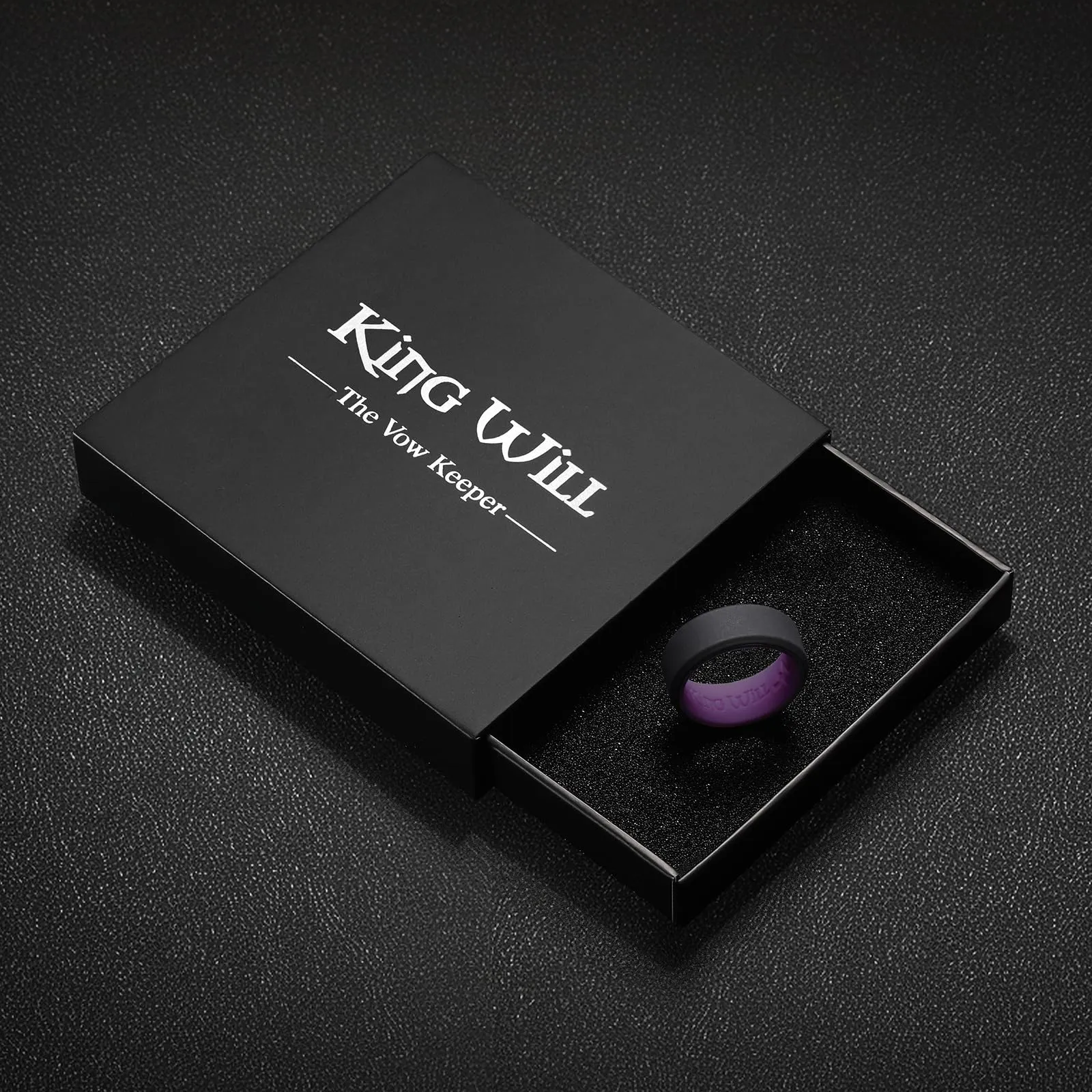 King Will Fedi Nuziali da Uomo in Silicone, 8 mm, Nero e Arancione - immagine 6