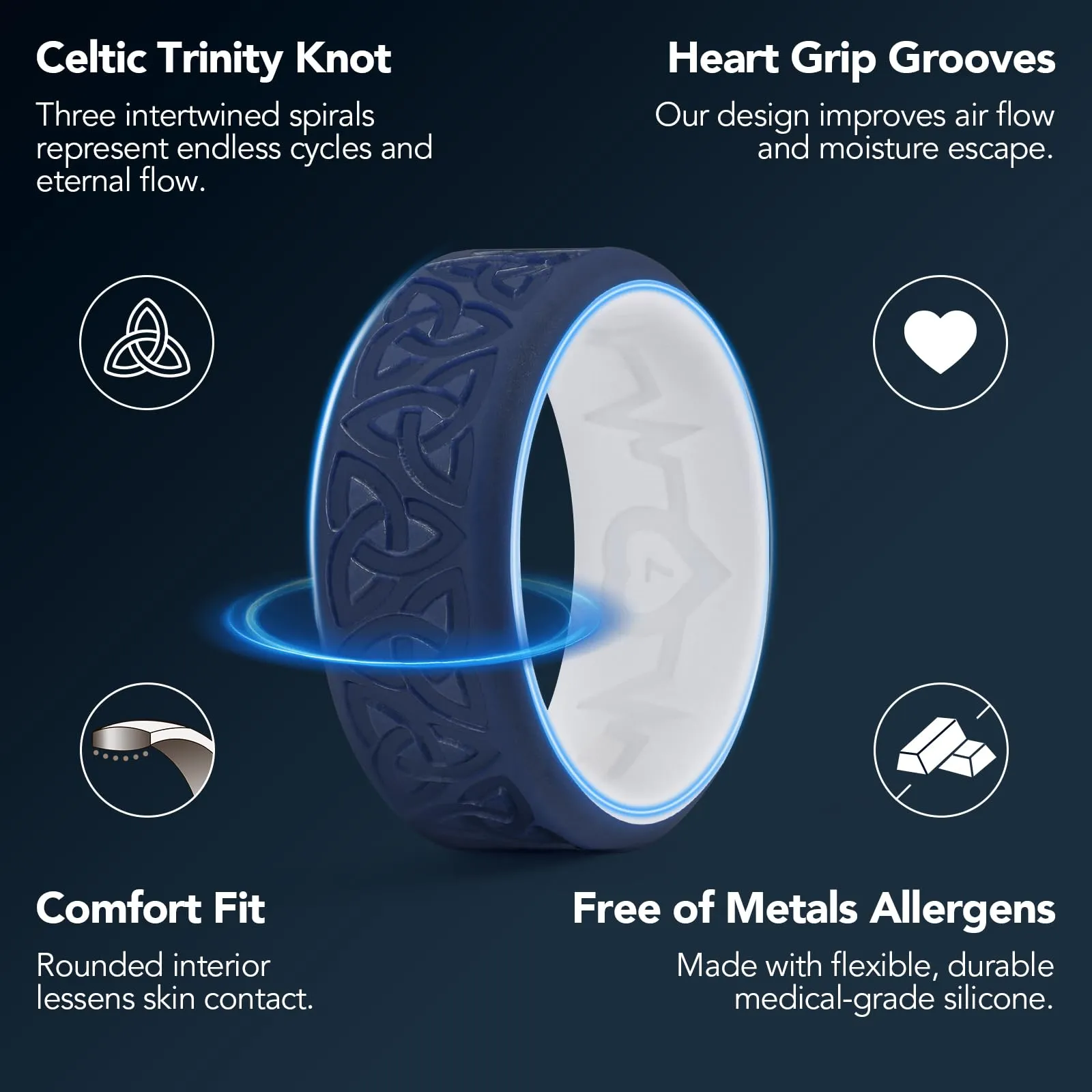 King Will Anelli da uomo in silicone, 8 mm, Taglia 7 - immagine 4