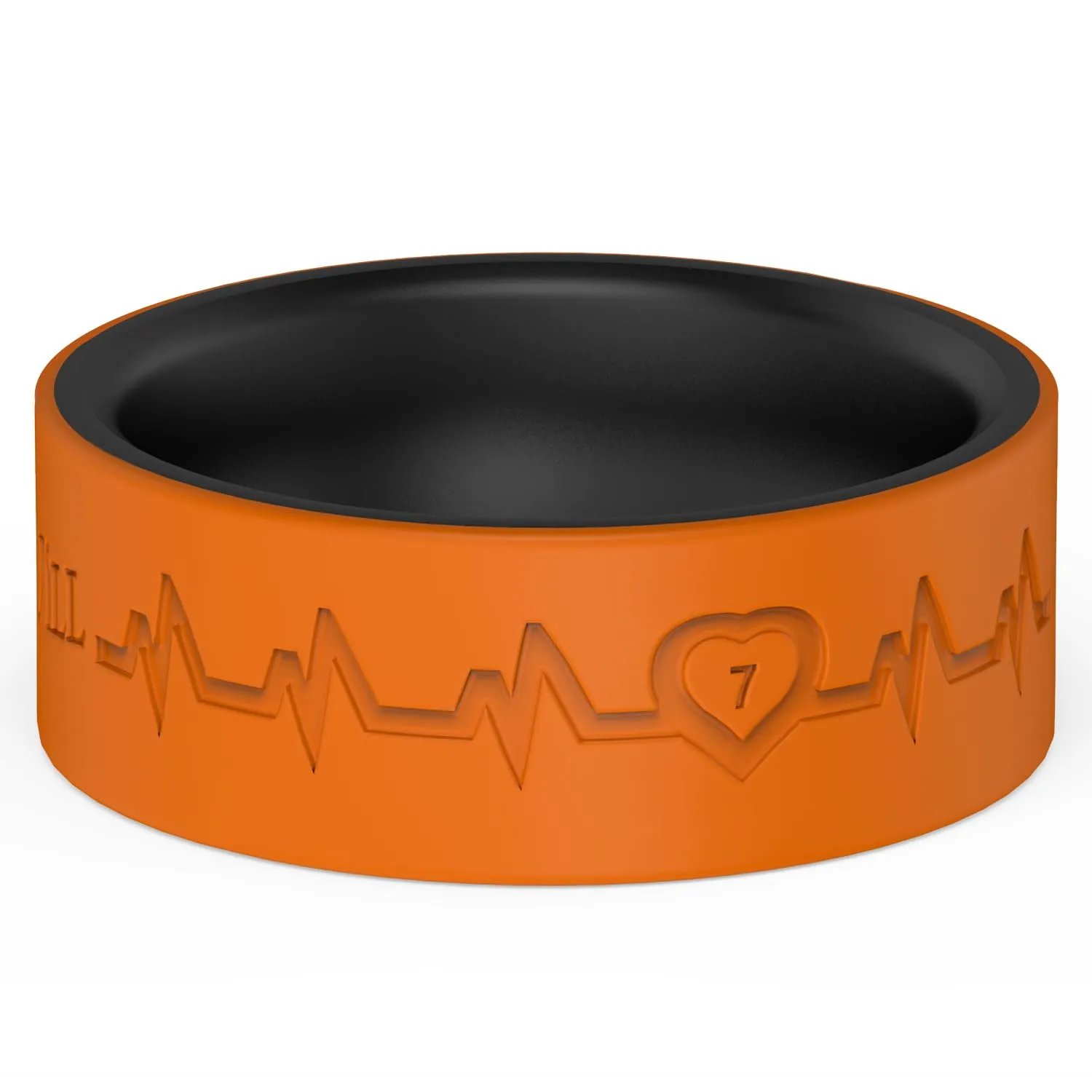 King Will Fedi nuziali da uomo in silicone, 8 mm, Nero e Arancione - immagine 2
