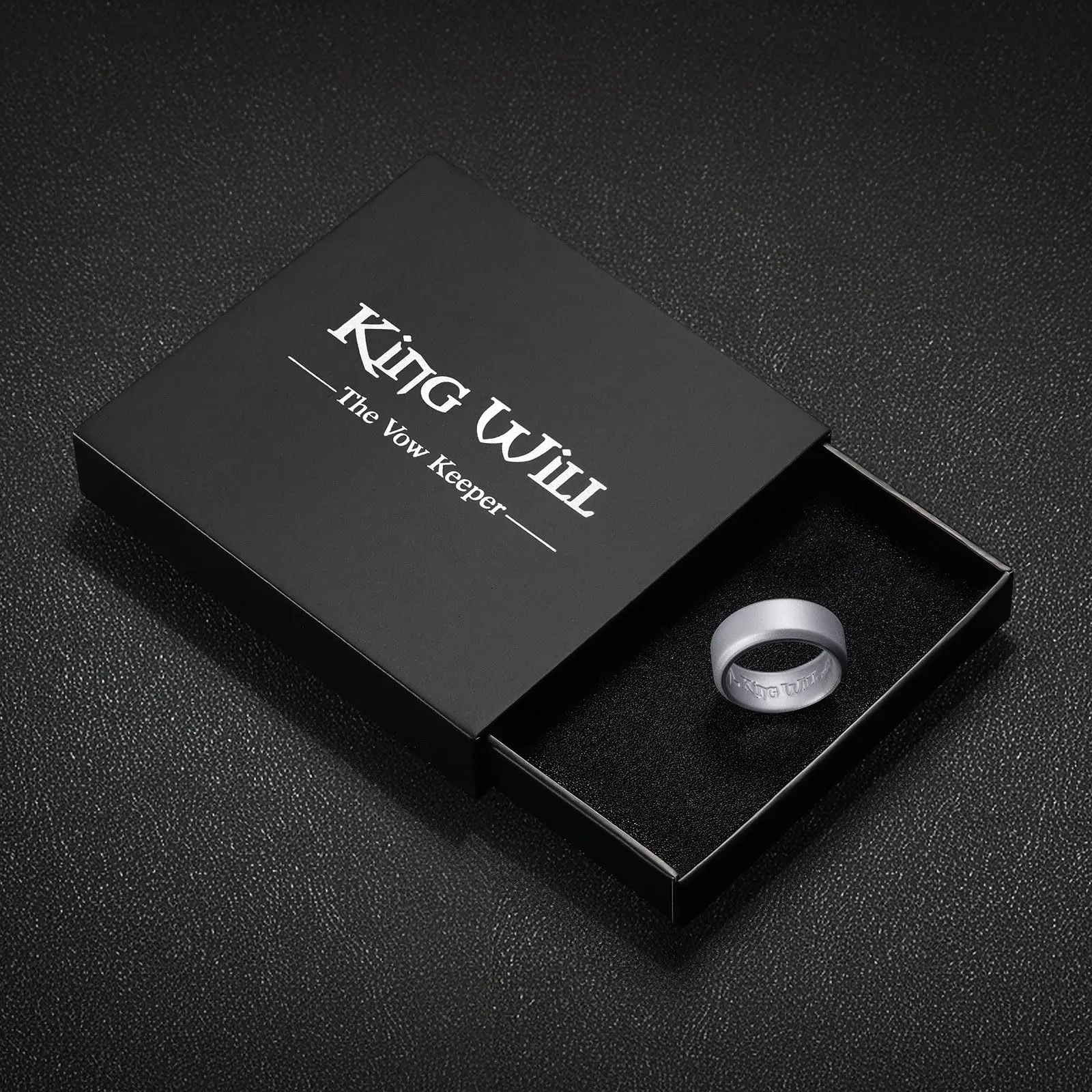 King Will Fedi Nuziali in Silicone per Uomini e Donne, Motivo a Cuore, 8mm, R 1/2 (59.53mm) - immagine 5