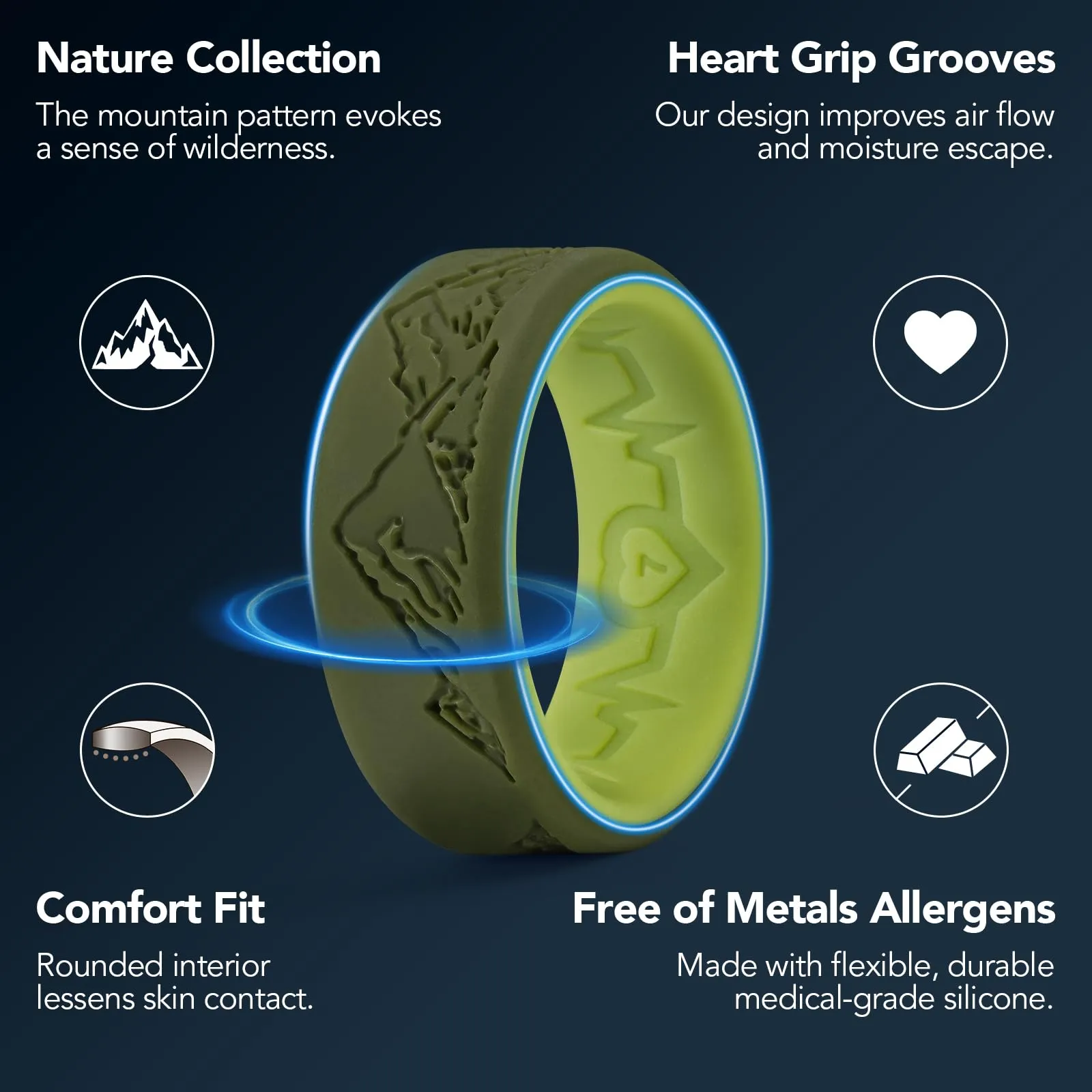 King Will Fedi Nuziali da Uomo in Silicone, 8 mm, Comfort Fit, 62.2 (19.8) - immagine 3