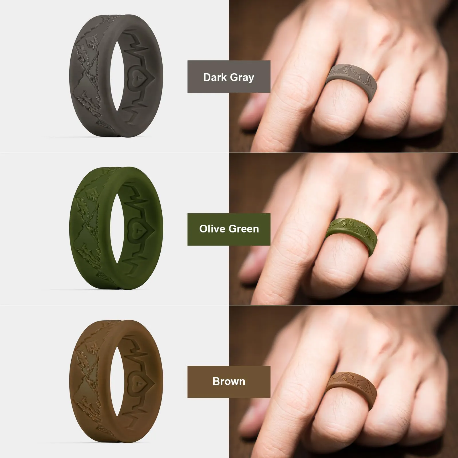 King Will Fedi Nuziali da Uomo in Silicone, 8 mm, Comfort Fit, 59.4 (18.9) - immagine 5