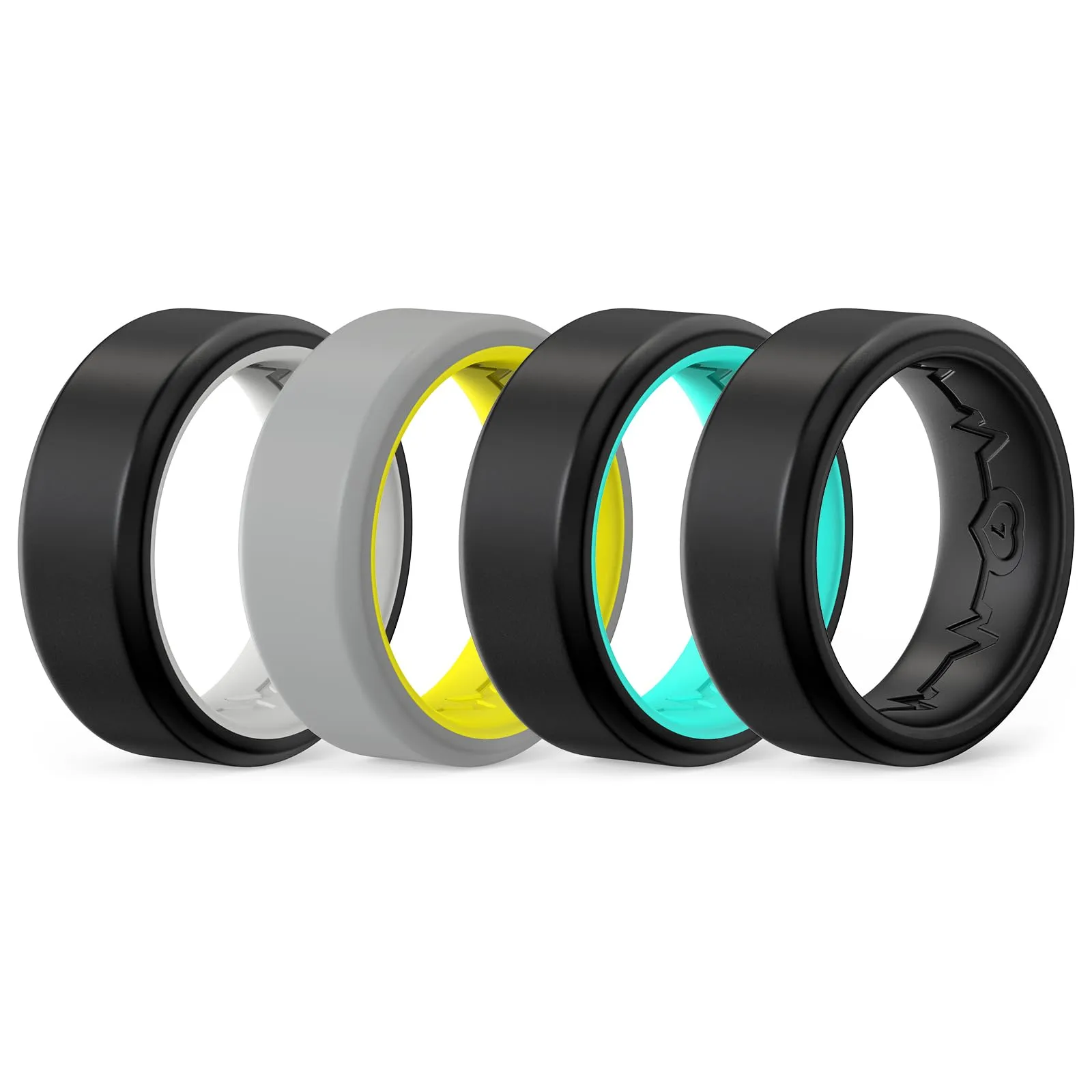 King Will Fedi Nuziali da Uomo in Silicone, 8 mm, Nero e Arancione - immagine 2