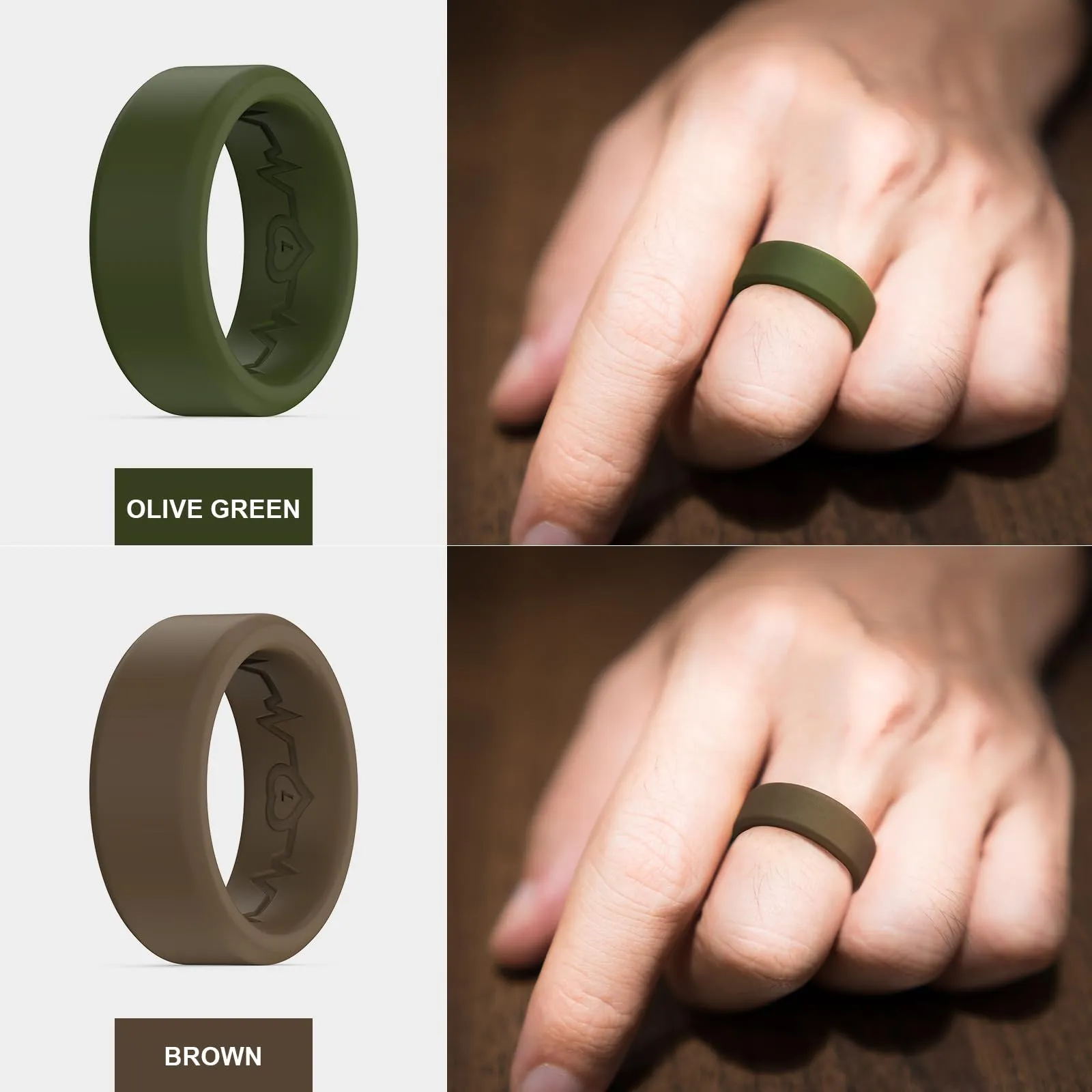 King Will Fedi Nuziali da Uomo in Silicone, 8 mm, Nero e Arancione - immagine 5