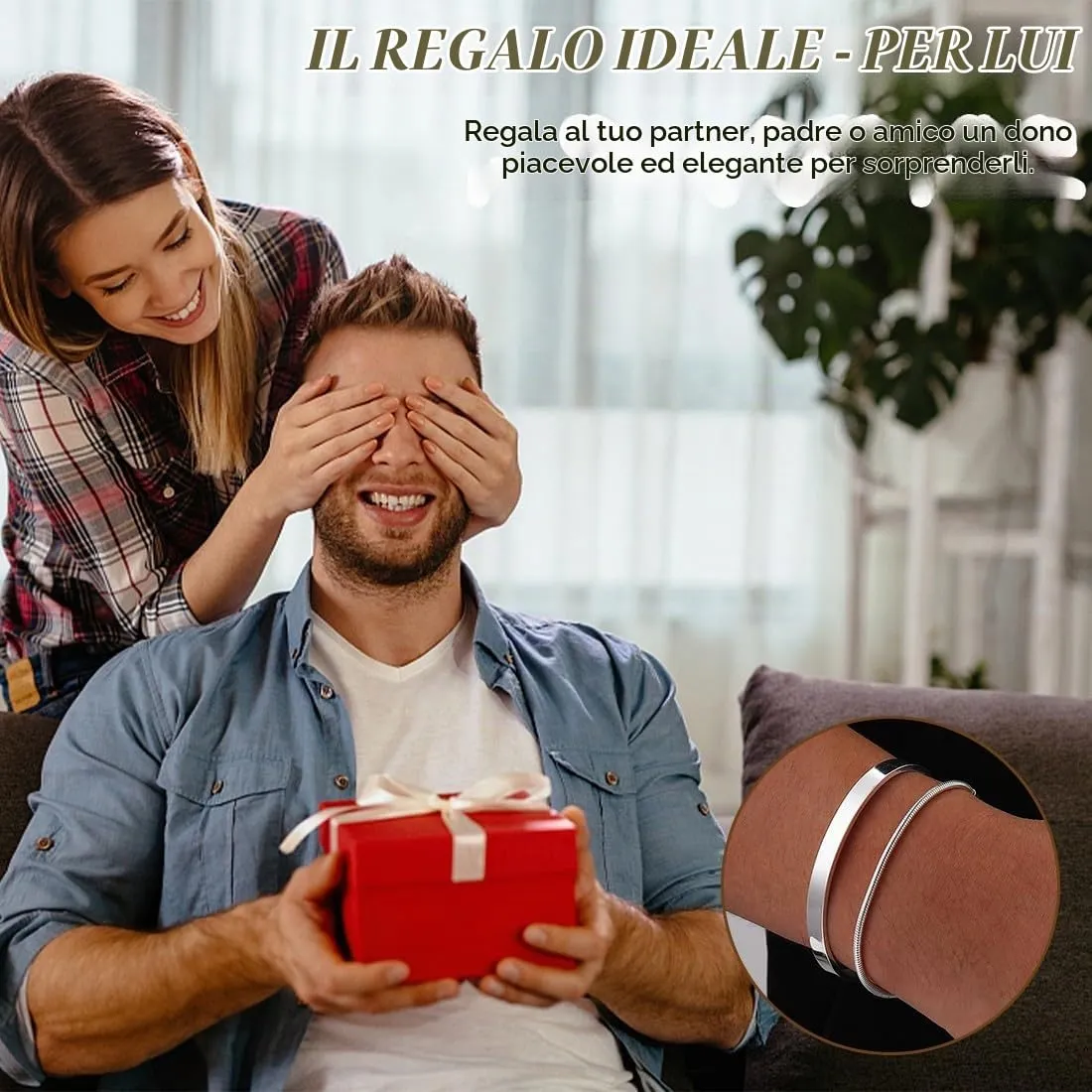 COYUN Set di 2 Bracciali da Uomo in Acciaio Inossidabile Argento - immagine 6