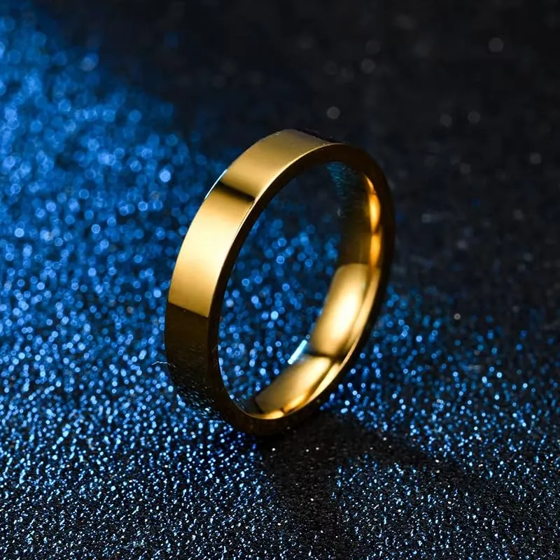 Cadoline Anello da uomo in acciaio inossidabile, 4 mm, Oro, Taglia 9 - immagine 3