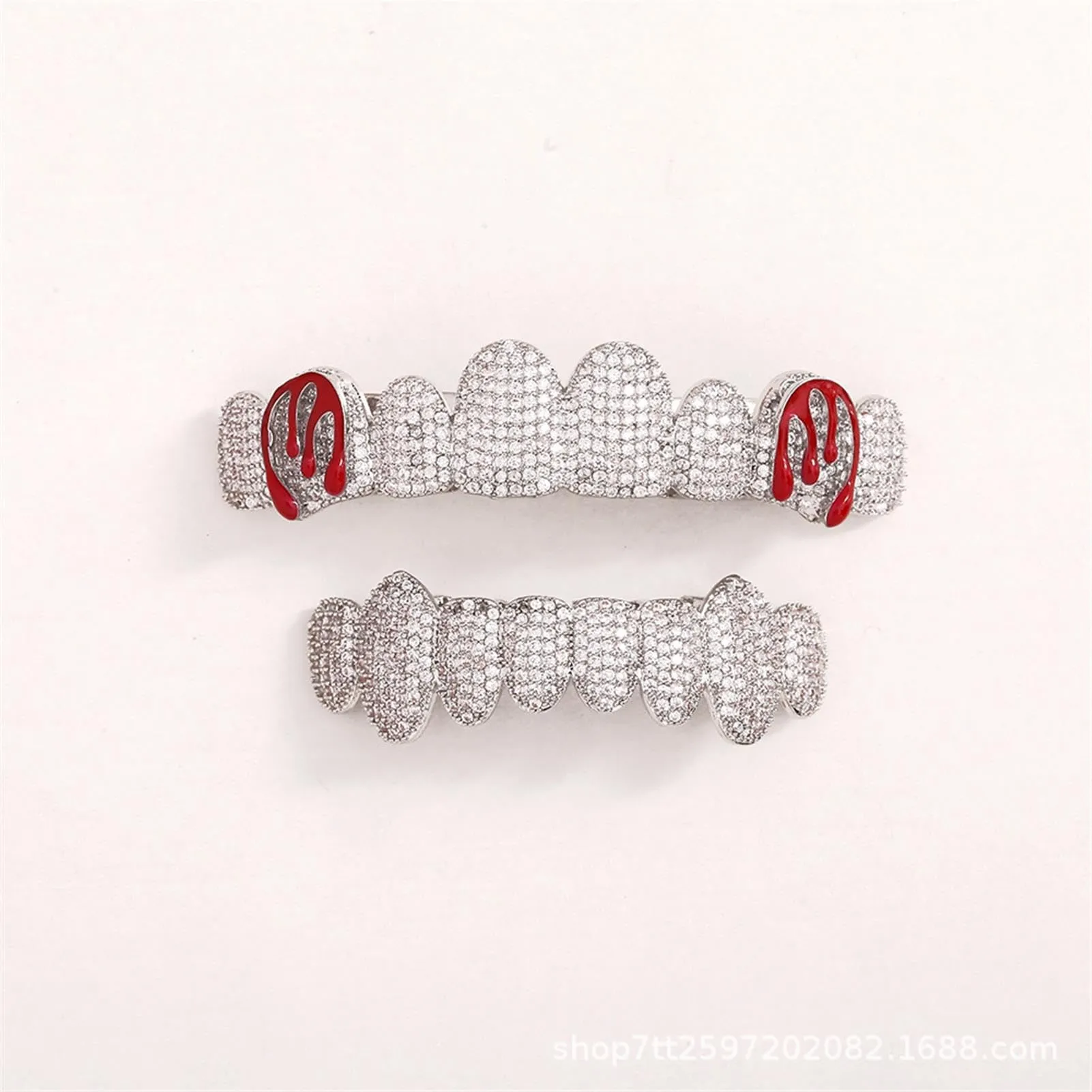 Generic Hip Hop Grillz for Upper Teeth, Silver - immagine 3