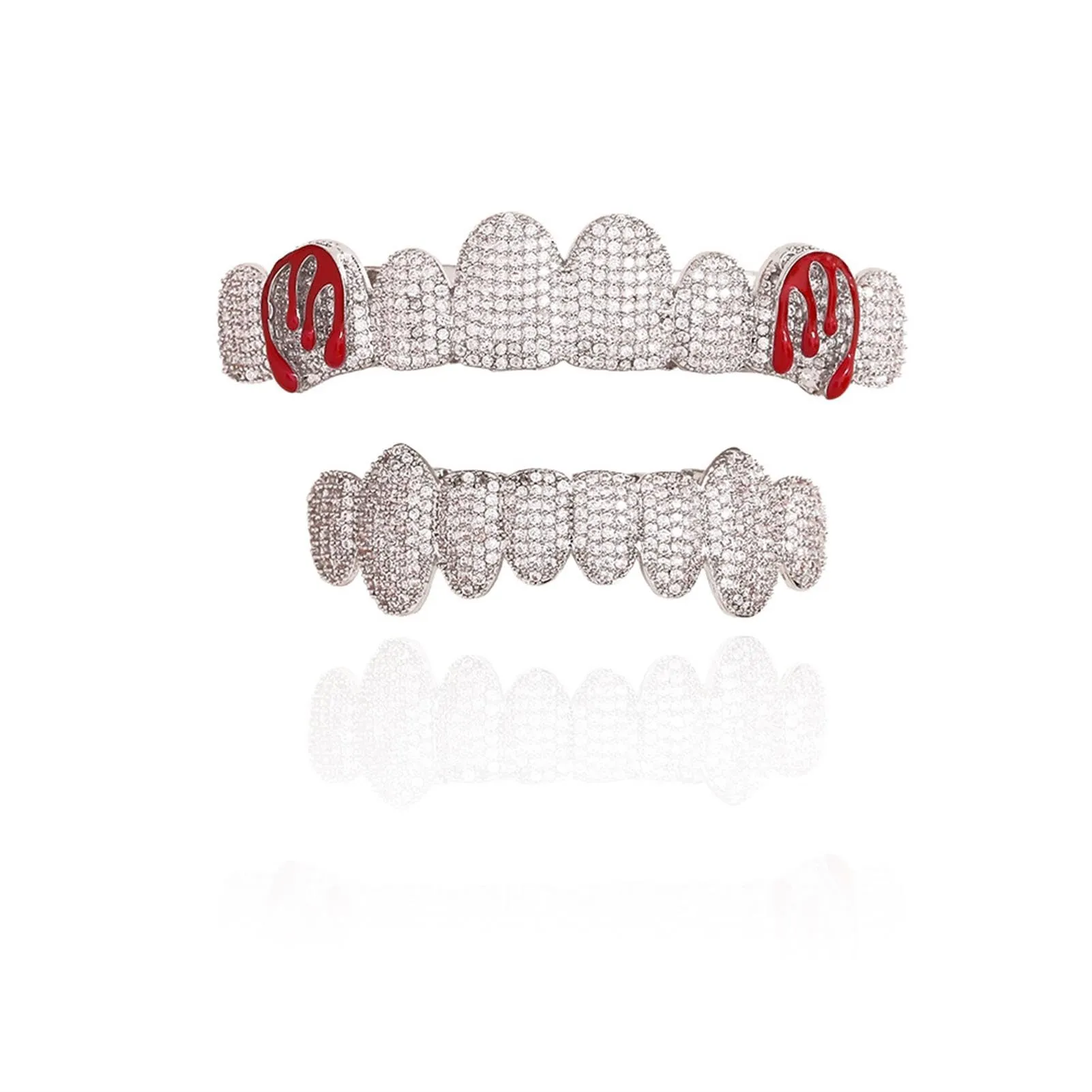 Generic Hip Hop Grillz for Upper Teeth, Silver - immagine 4