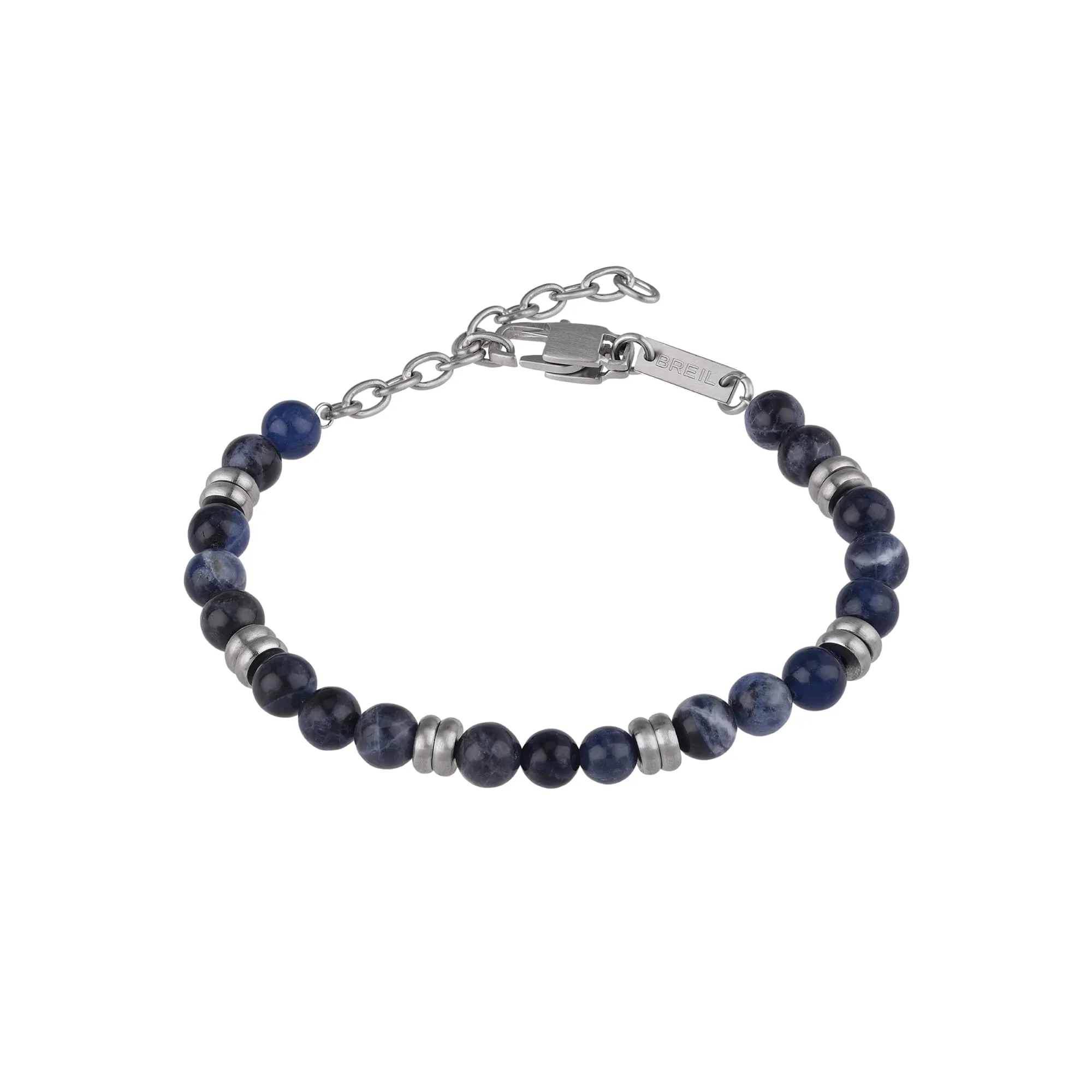 Breil Artha Bracciale Uomo in Acciaio Satinato e Sodalite, Nero e Blu, 17-22 cm - immagine 1
