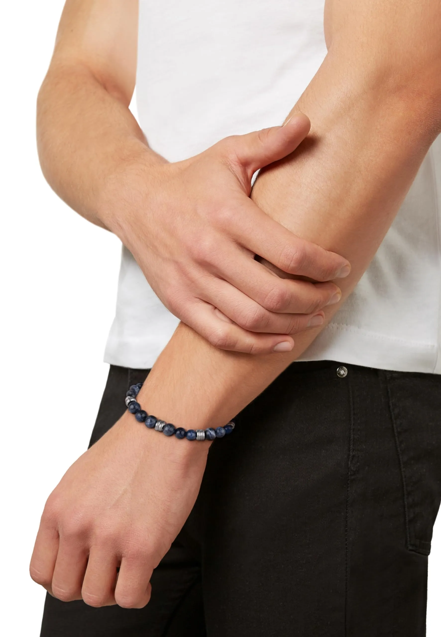 Breil Artha Bracciale Uomo in Acciaio Satinato e Sodalite, Nero e Blu, 17-22 cm - immagine 5