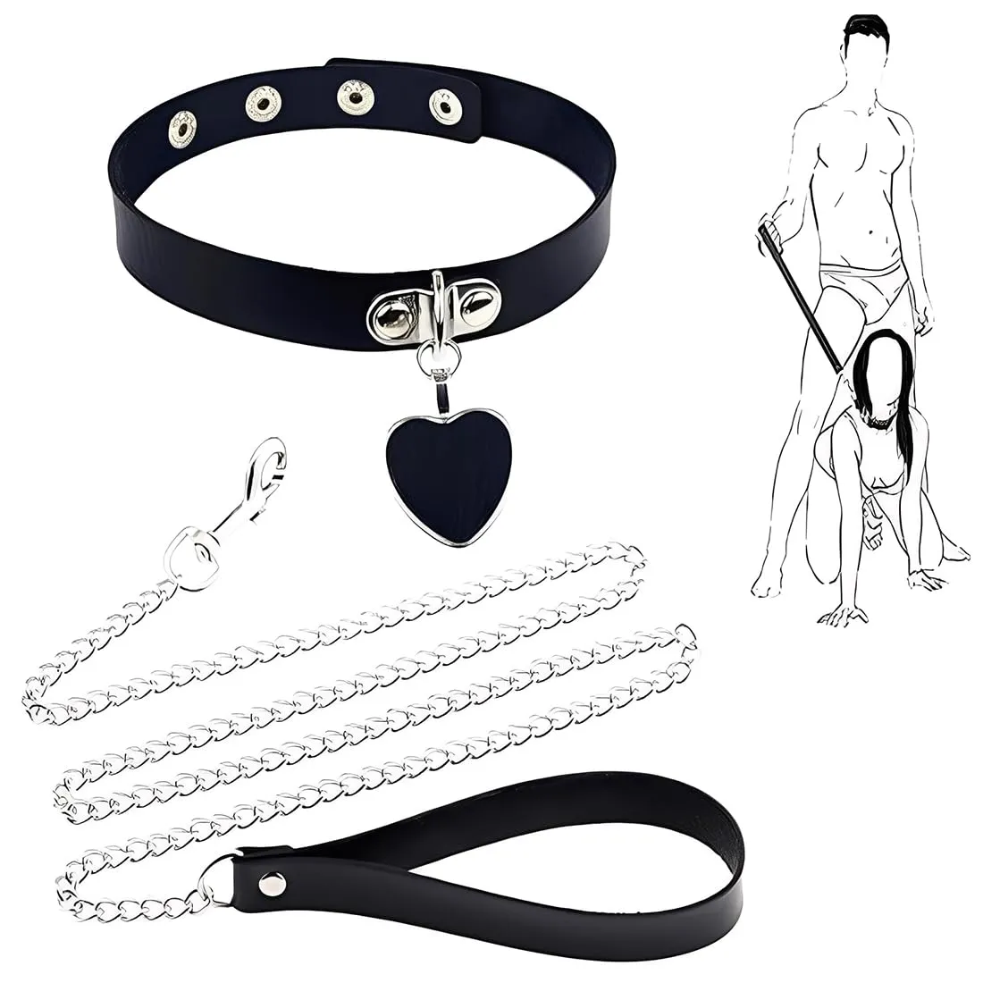 JYNVO Collana Choker Gotica con Catena in Pelle PU per Donna e Uomo - immagine 1