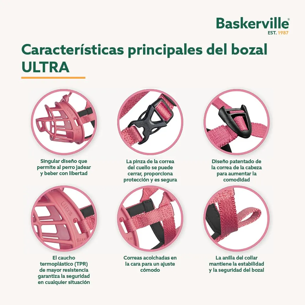 Museruola per cani Baskerville Ultra, Taglia 3, Rosa - immagine 3