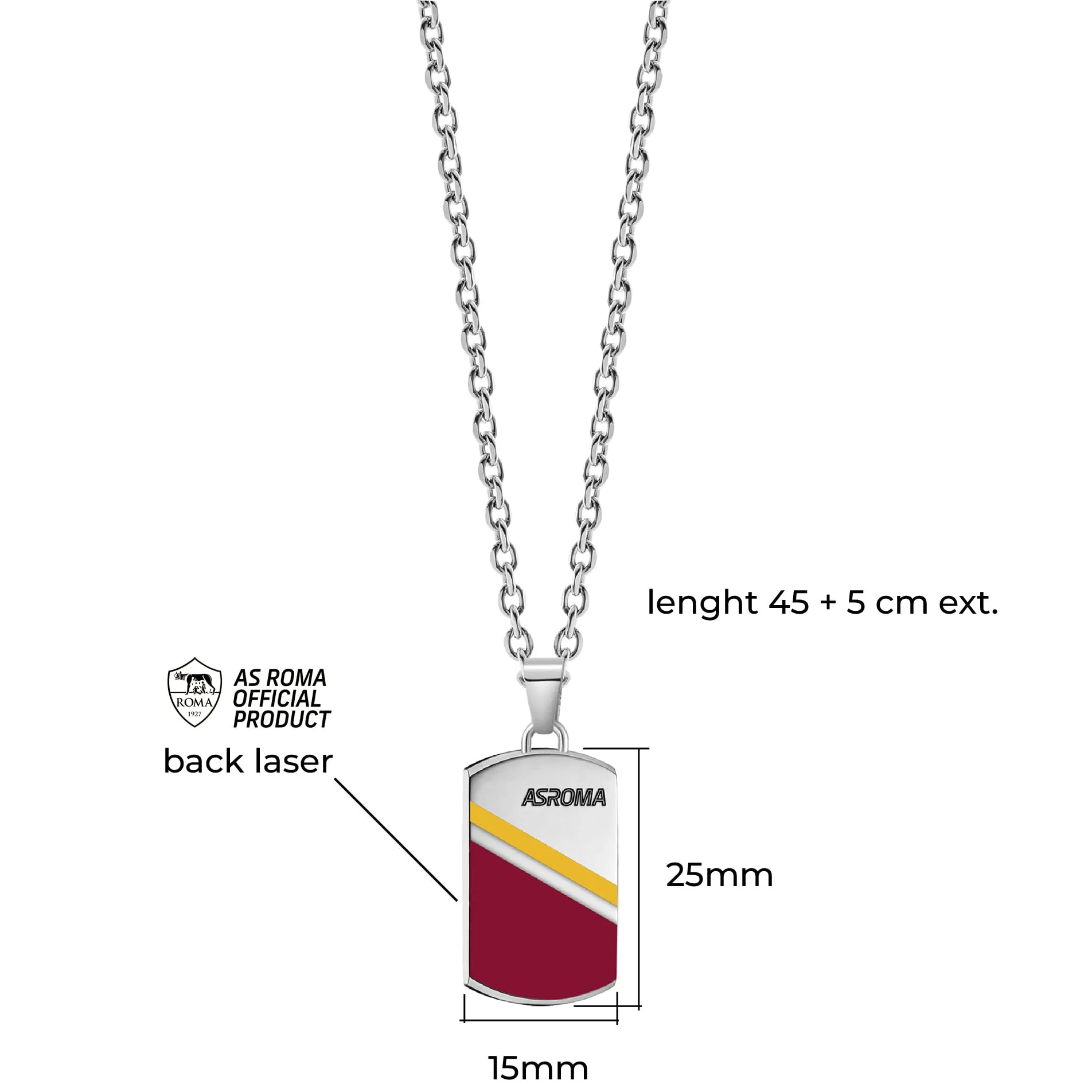 Clondo AS Roma Necklace in Stainless Steel - Shield Necklace Red Gold - immagine 2