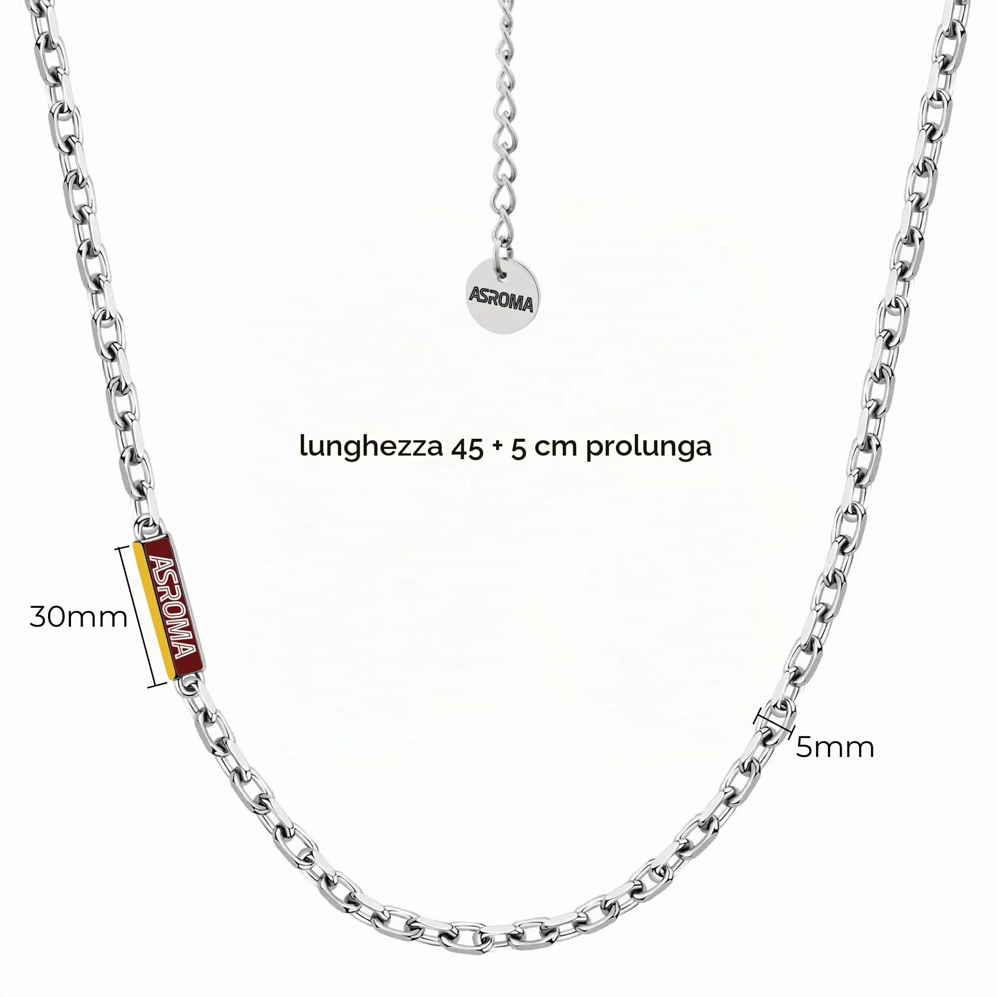 Clondo Collana AS Roma in Acciaio Inossidabile Bar Necklace Minimal Steel - immagine 2