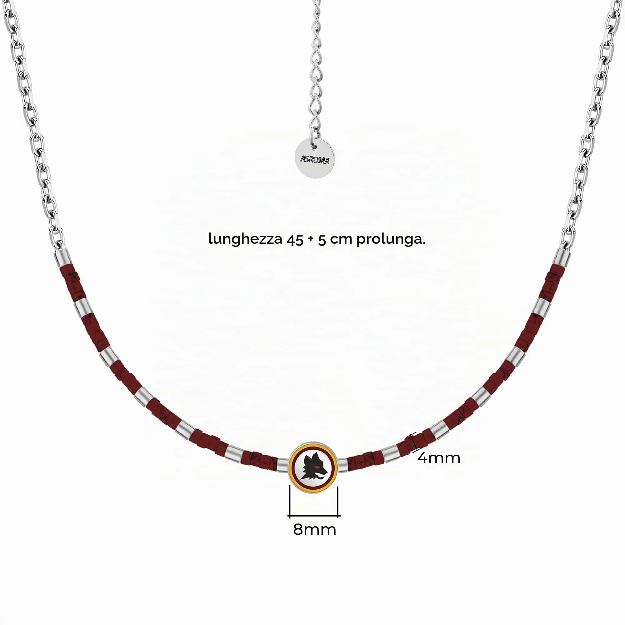 Clondo AS Roma Stainless Steel Beaded Necklace Sport Red - immagine 2