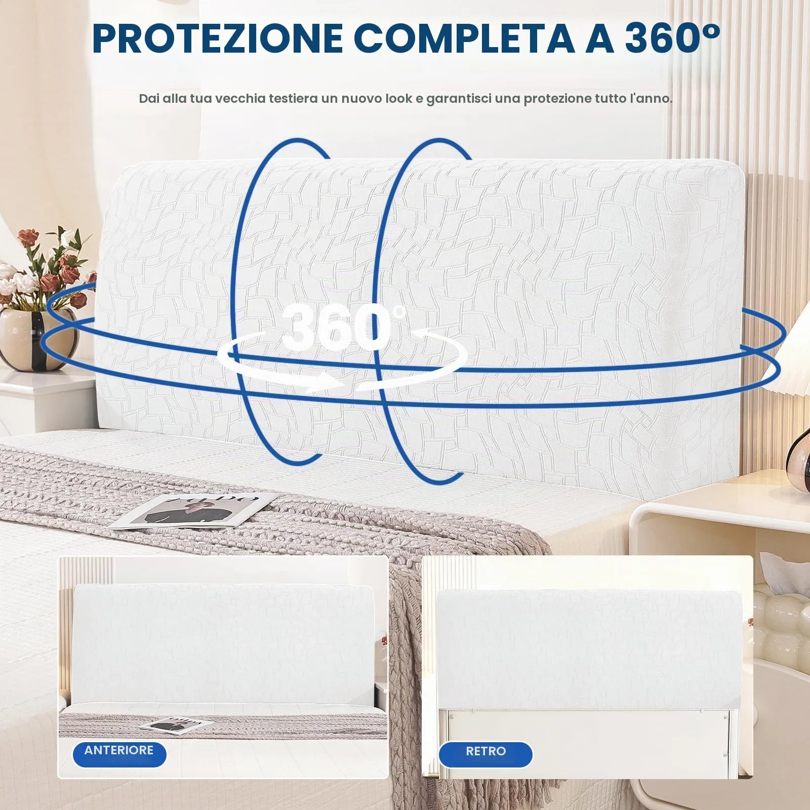 Ystyle Copri Testiera Letto Elasticizzato Universale, 180cm, Bianco Sporco - immagine 6