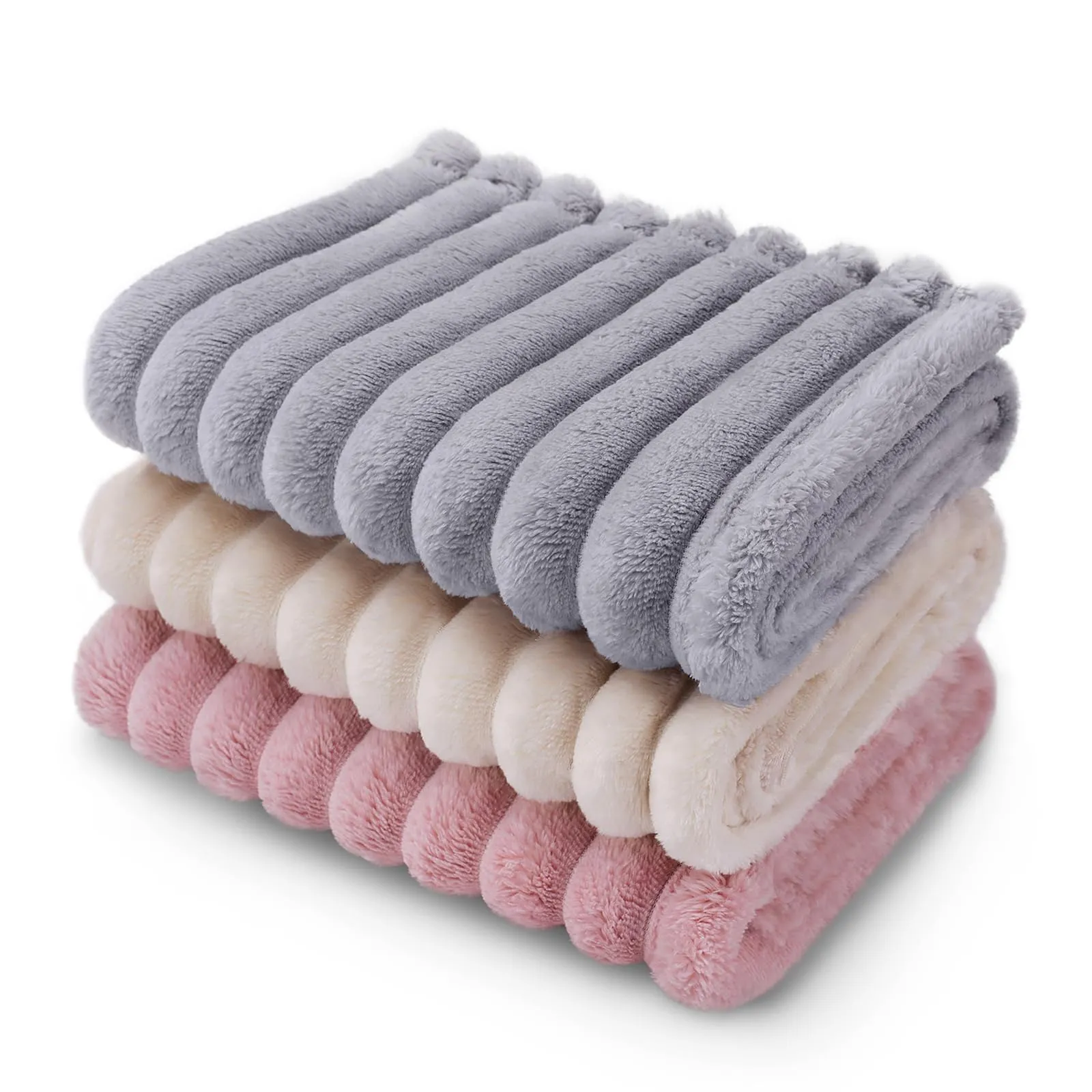 luciphia Coperta per Cani e Gatti in Flanella, Lavabile, 3 Pezzi, Grigio Rosa Beige, 52 x 76 cm - immagine 1