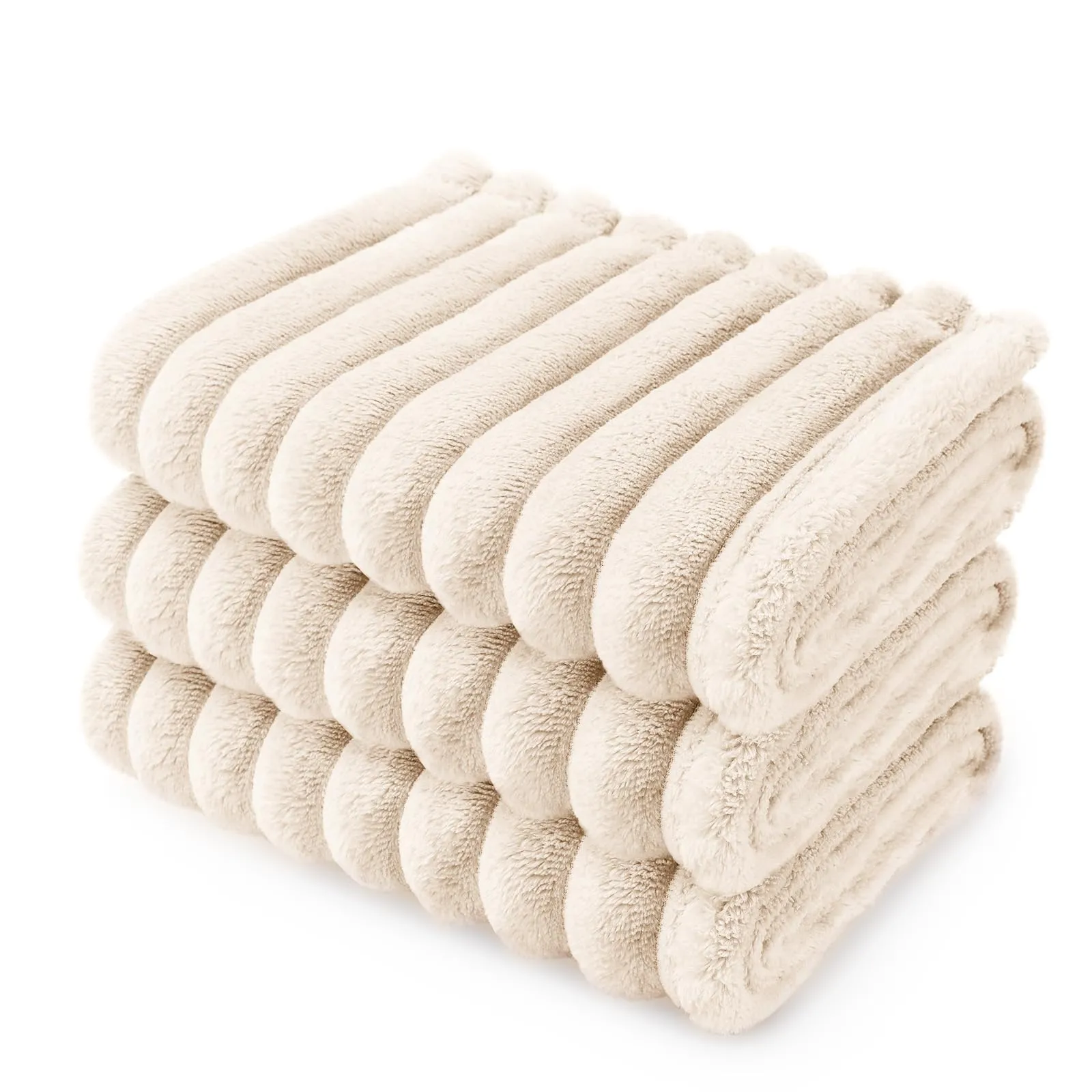 luciphia Coperta per Cani e Gatti in Flanella, Set da 3 Pezzi, Lavabile, Beige, 45 x 75 cm - immagine 1