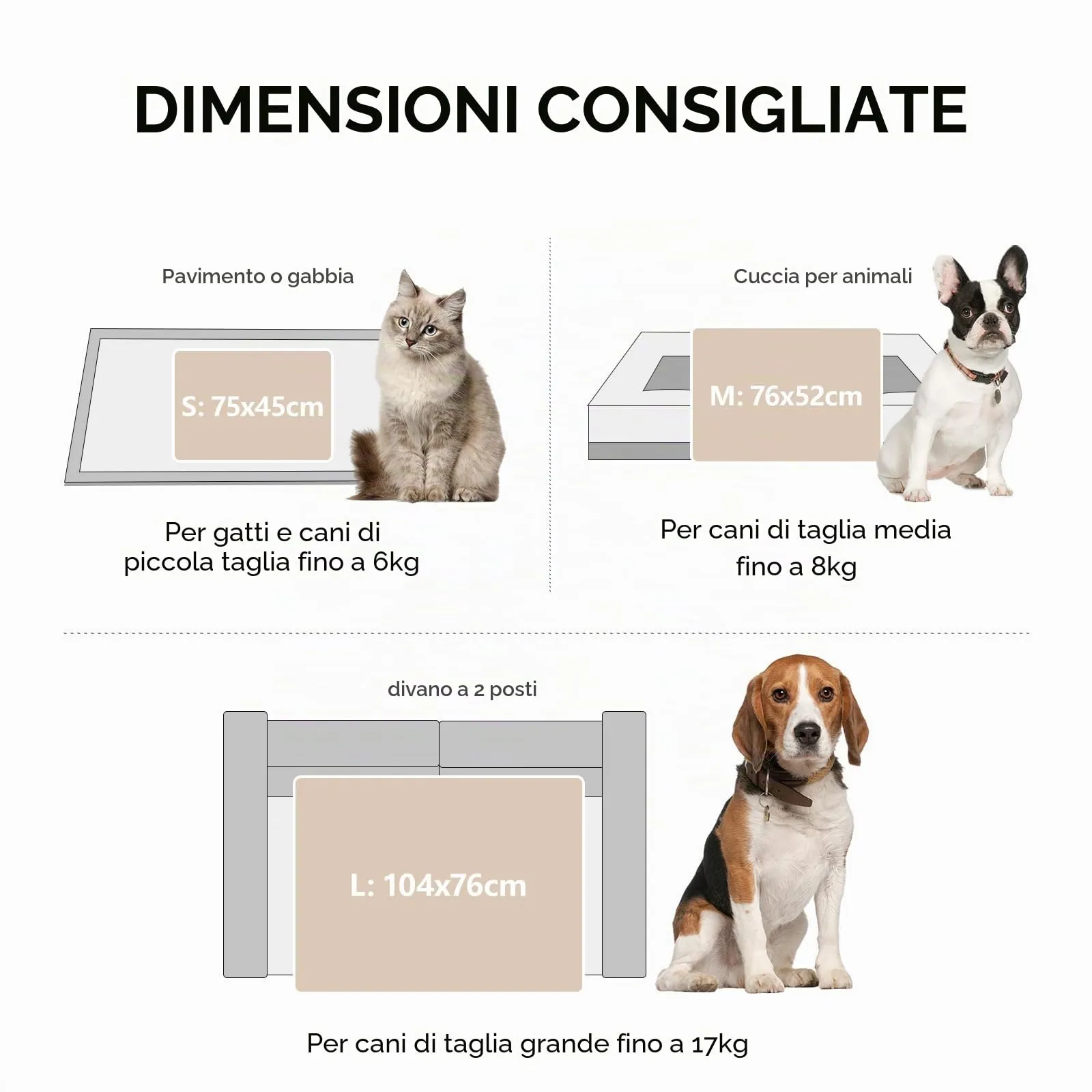 luciphia Coperta per Cani e Gatti in Flanella, Set da 3 Pezzi, Lavabile, Beige, 45 x 75 cm - immagine 6