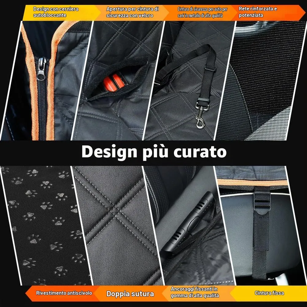 KYG Coprisedile per Cani con Fondo Rigido per Sedile Posteriore, Impermeabile e Antigraffio, Nero Arancione, 132×62×40cm - immagine 6