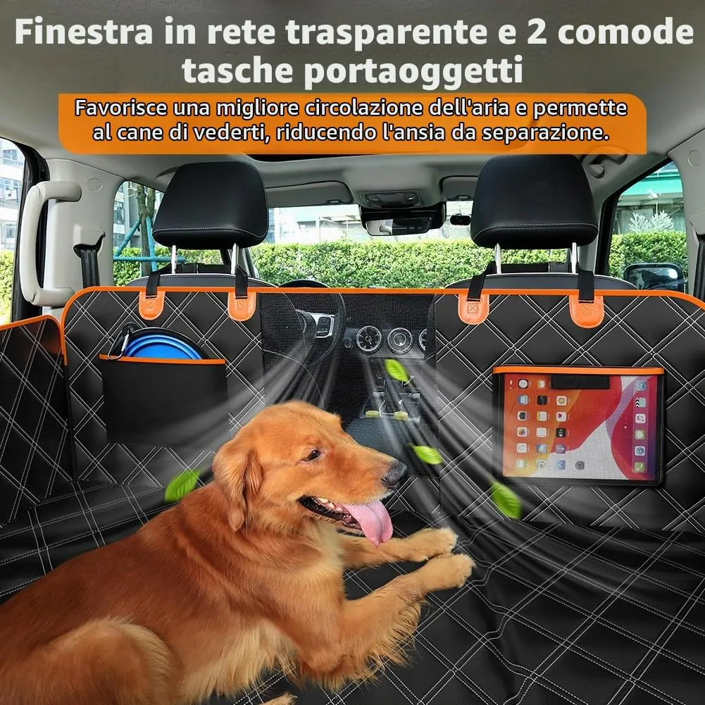 KYG Coprisedile per Cani con Fondo Rigido per Sedile Posteriore, Impermeabile e Antigraffio, Nero Arancione, 132×62×40cm - immagine 7