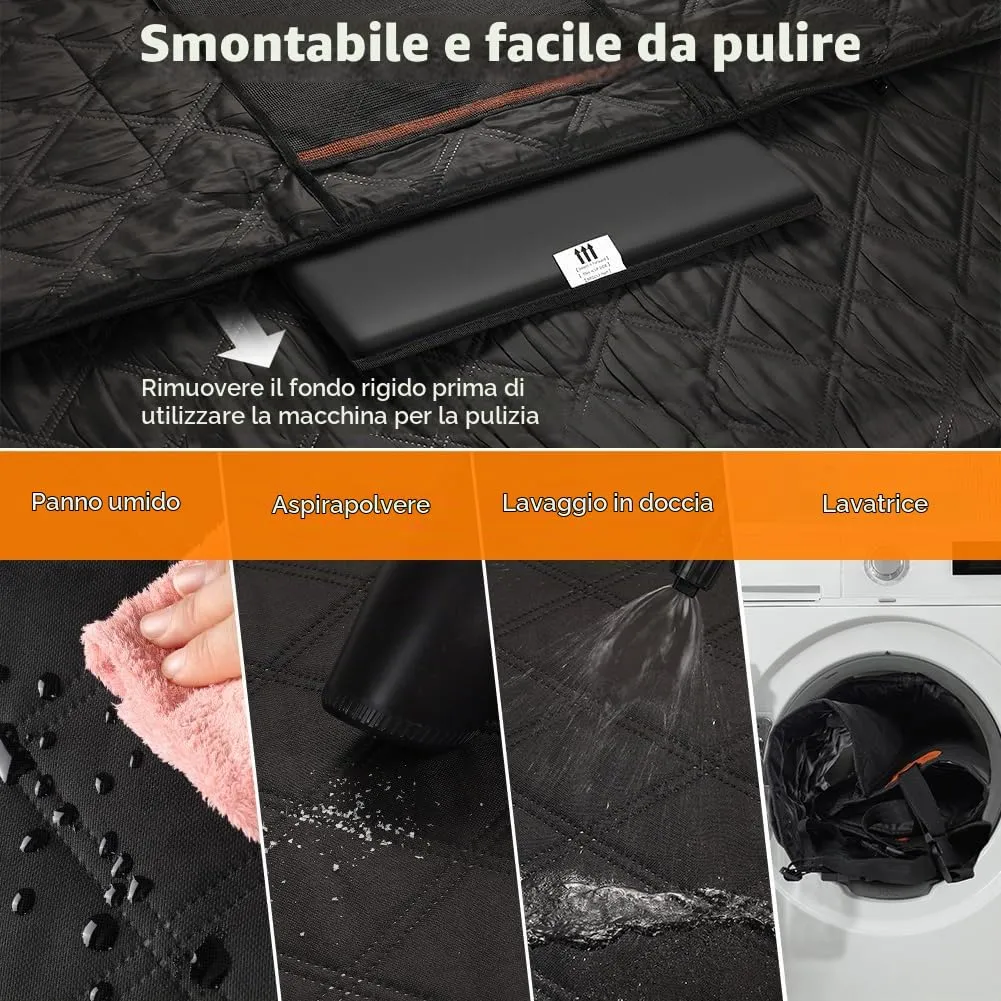 KYG Coprisedile per Cani con Fondo Rigido per Sedile Posteriore, Impermeabile e Antigraffio, Nero Arancione, 132×62×40cm - immagine 9