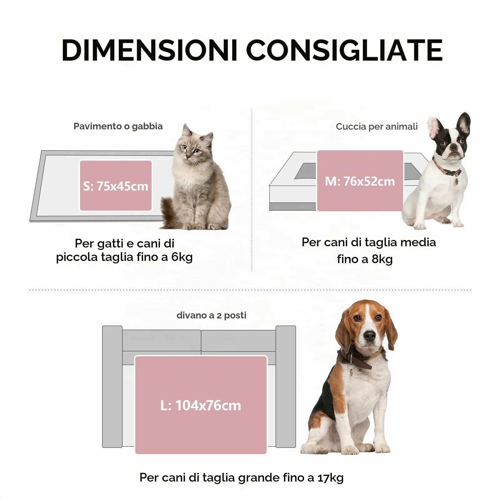 luciphia Coperta per Cani e Gatti in Flanella, Lavabile, Rosa, 76 x 104 cm, 3 Pezzi - immagine 6