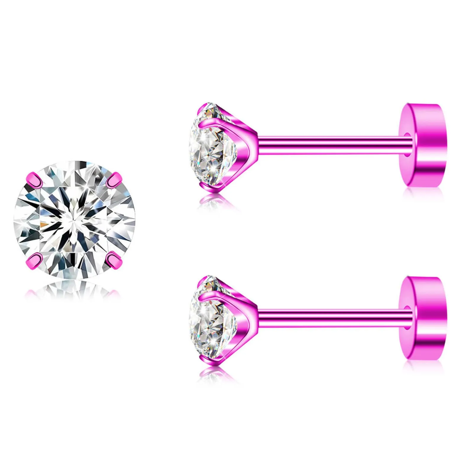 Artskin Orecchini a perno in titanio con Zirconia Cubica, ipoallergenici, set 3-5 mm - immagine 1