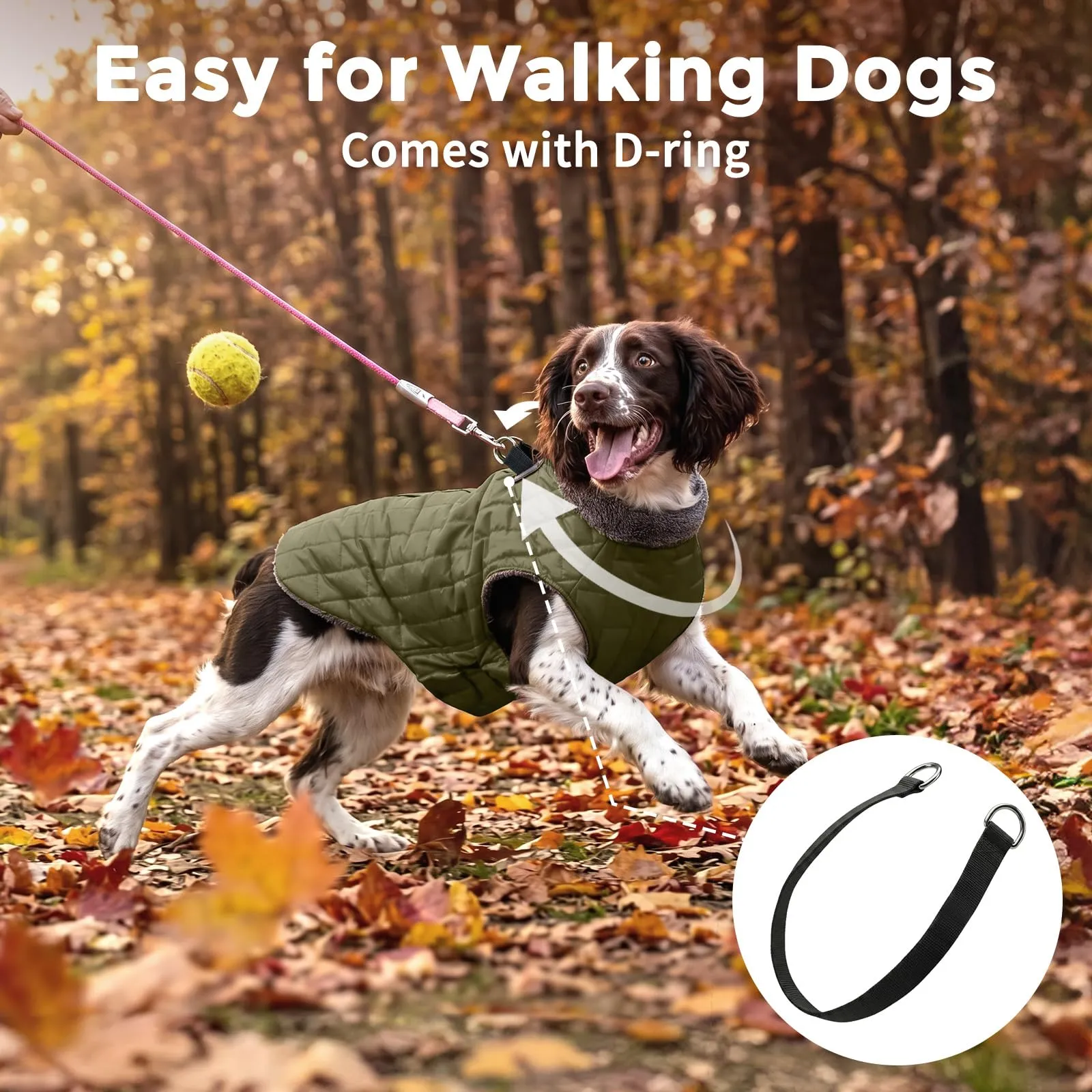 JoyDaog Giacca in pile per cani di piccola taglia con imbracatura, Verde, X-Small - immagine 8