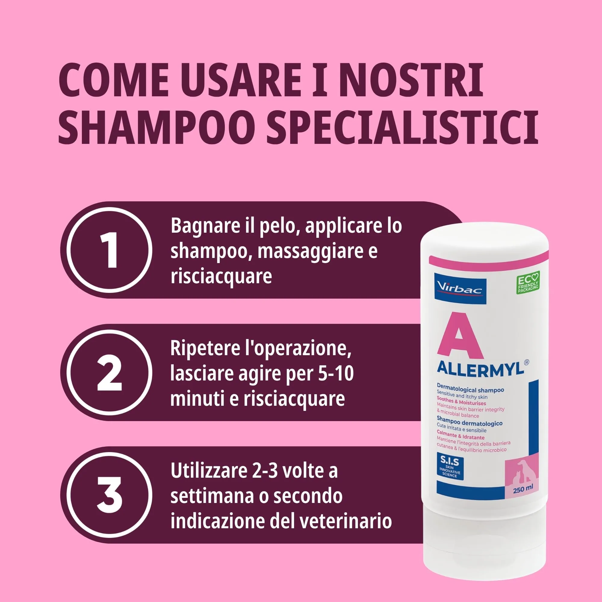 Virbac Allermyl Shampoo for Dogs and Cats, Allergic Skin, 250 ml - immagine 6