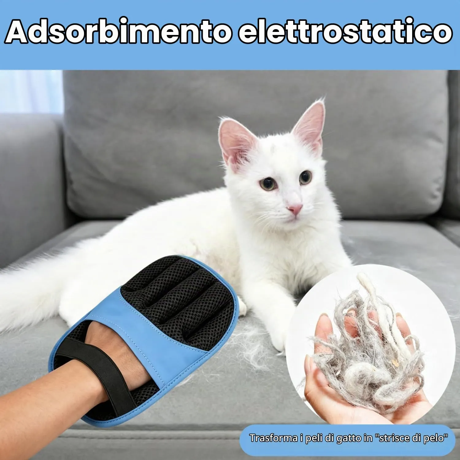 Lauokeer Guanto Rimuovi Peli Animali Elettrostatico per Gatto, Set da 3 - immagine 2