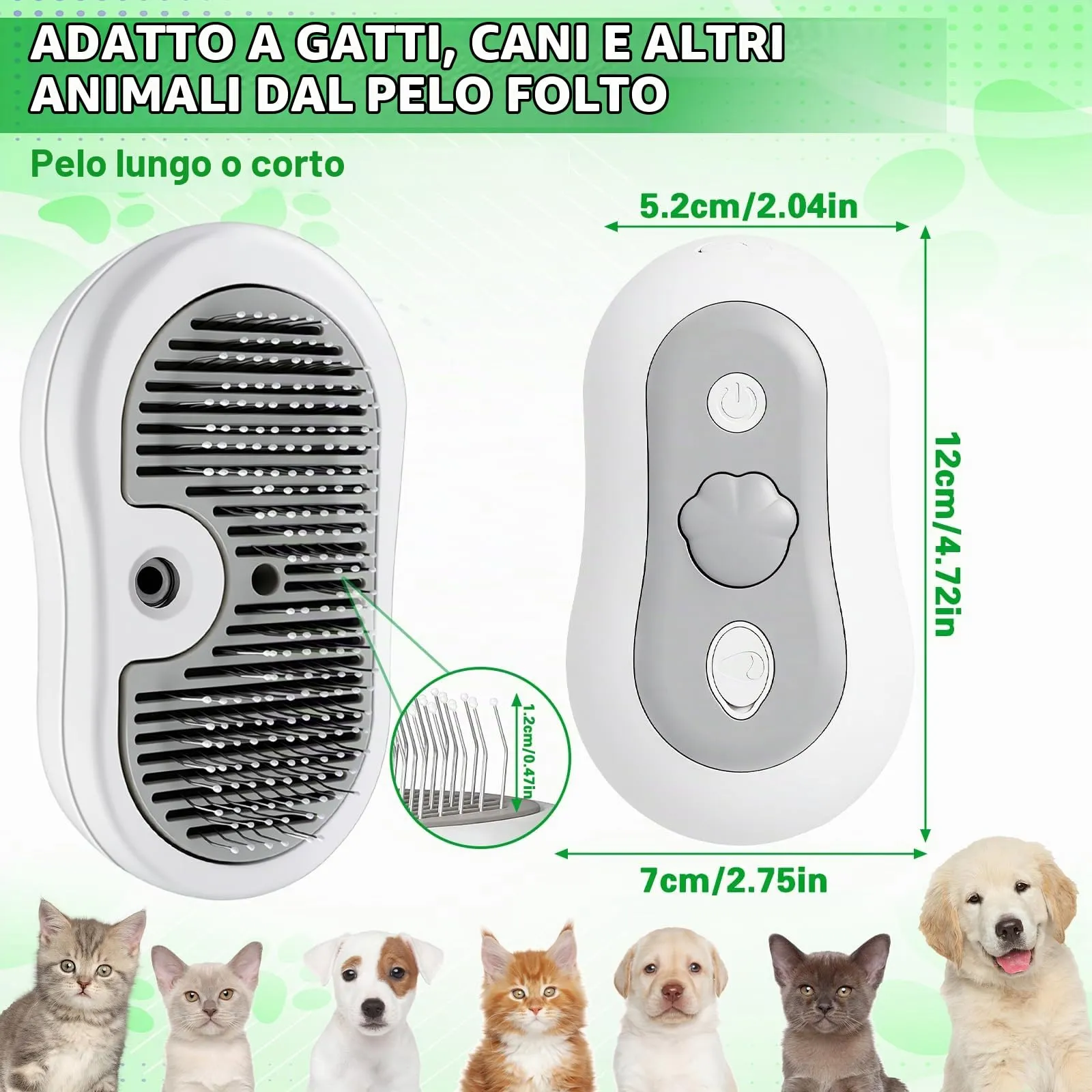 SACBRZZ Spazzola a Vapore Ricaricabile per Cani, Gatti e Conigli - immagine 2
