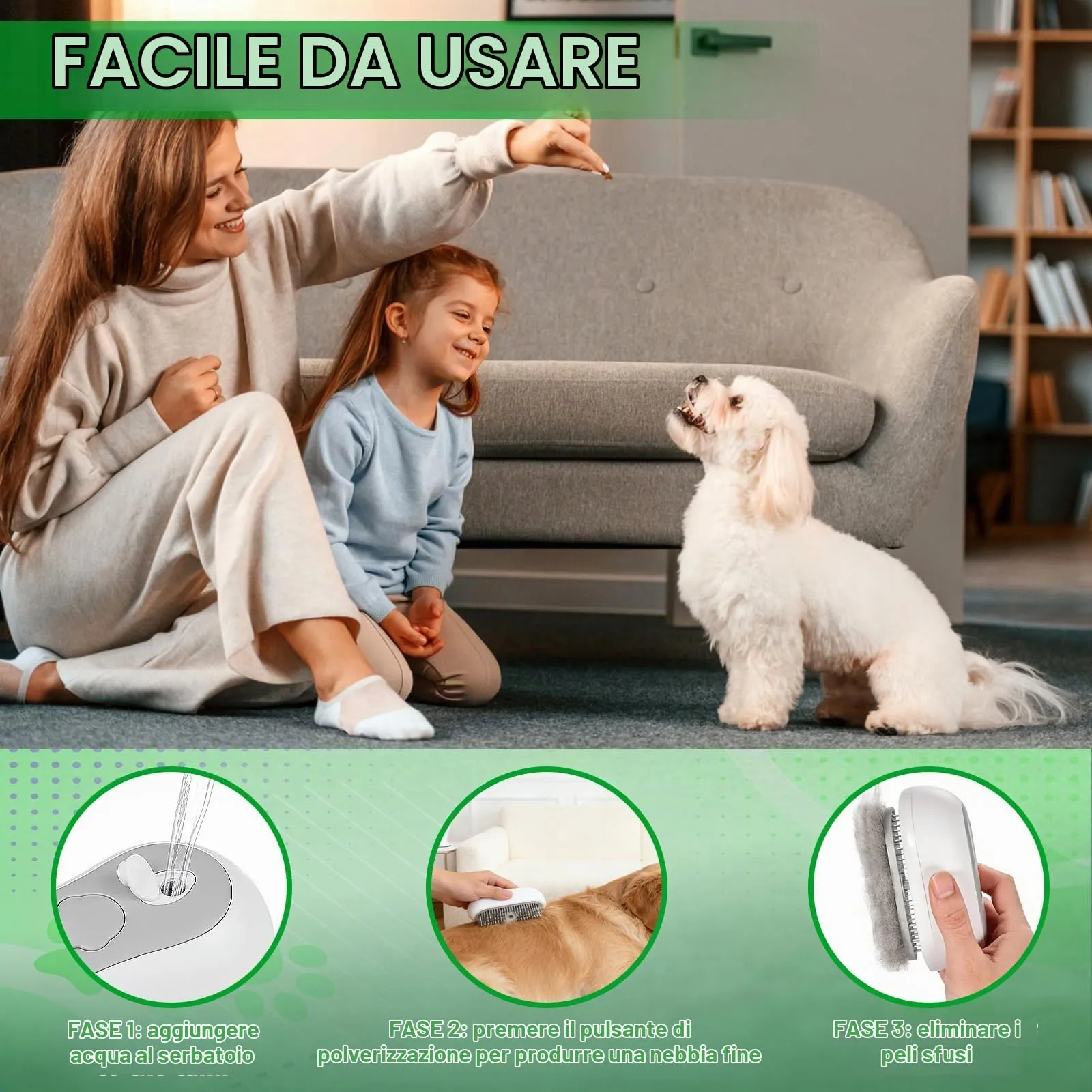 SACBRZZ Spazzola a Vapore Ricaricabile per Cani, Gatti e Conigli - immagine 5
