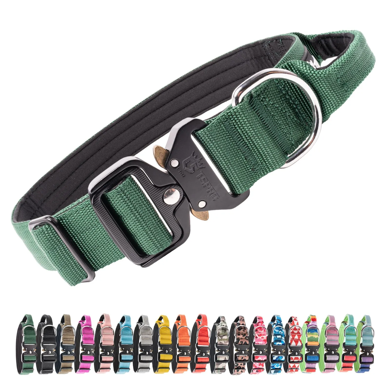 TSPRO Collare Tattico Cane con Fibbia a Sblocco Rapido e Maniglia, 3,8 cm - immagine 1