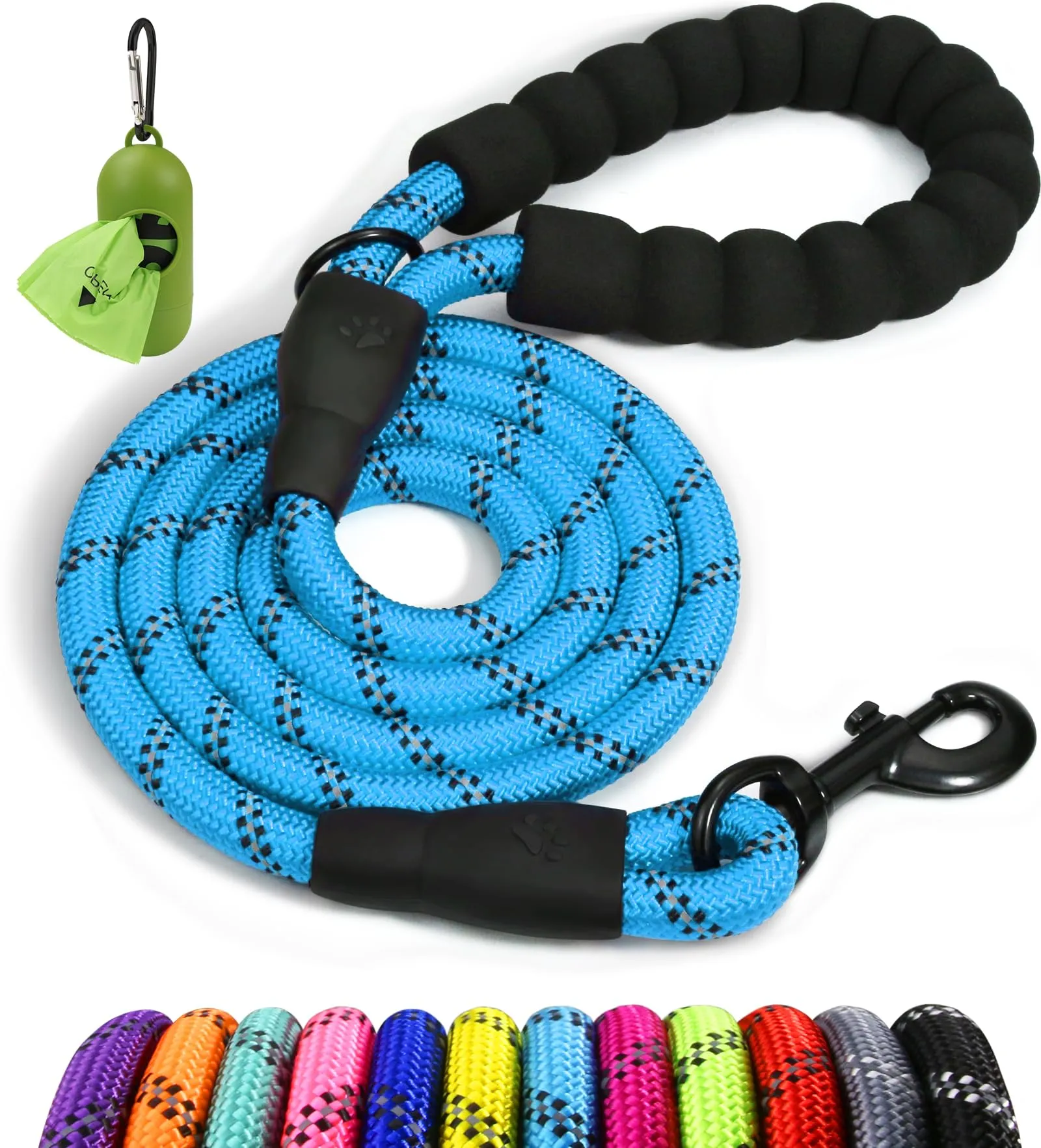 Taglory Guinzaglio per Cani in Corda Riflettente con Manico Imbottito, 180cm x 1.2cm, Blu - immagine 1