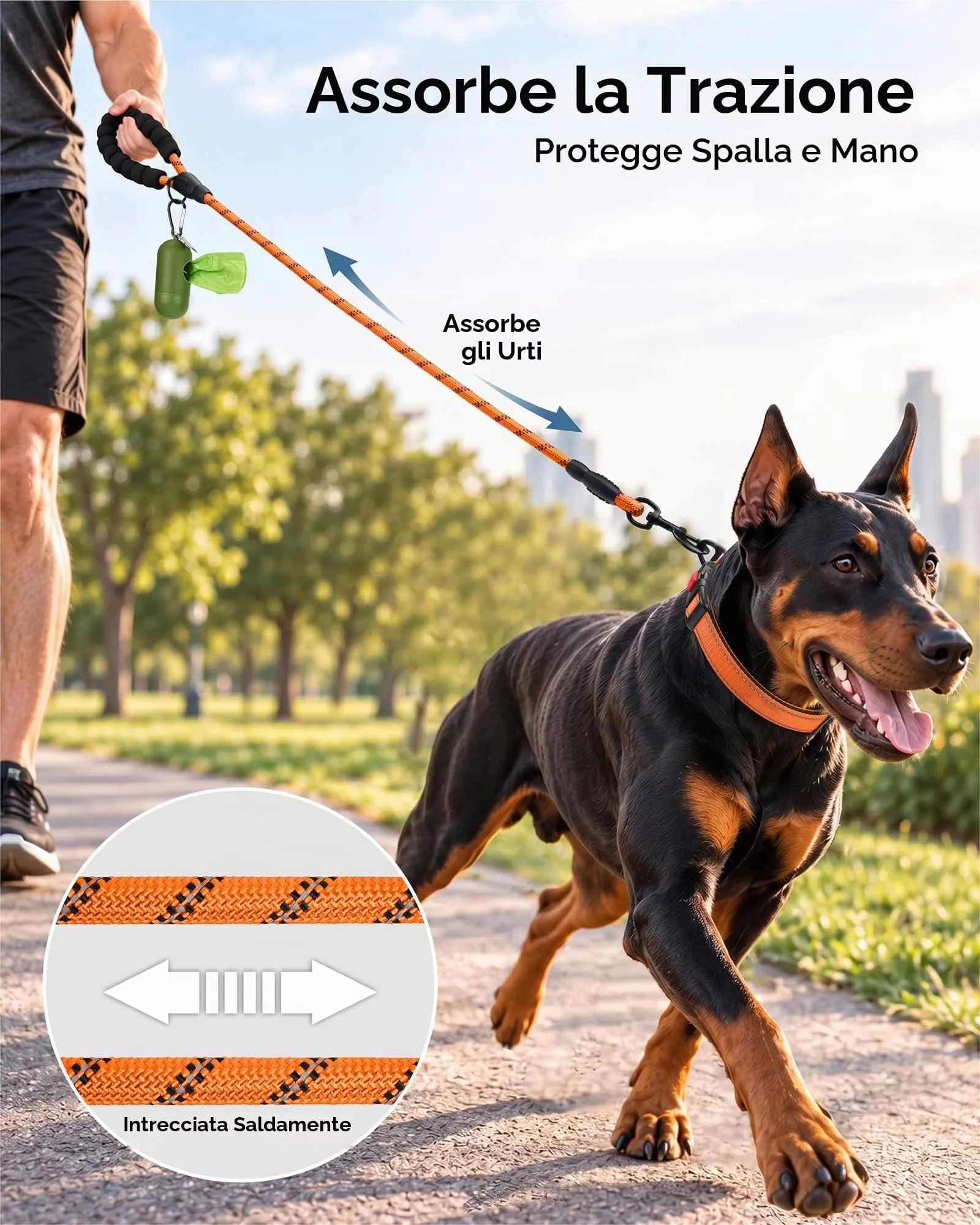 Taglory Guinzaglio per Cani in Corda con Manico Imbottito, 120cm x 1.0cm, Arancione - immagine 3