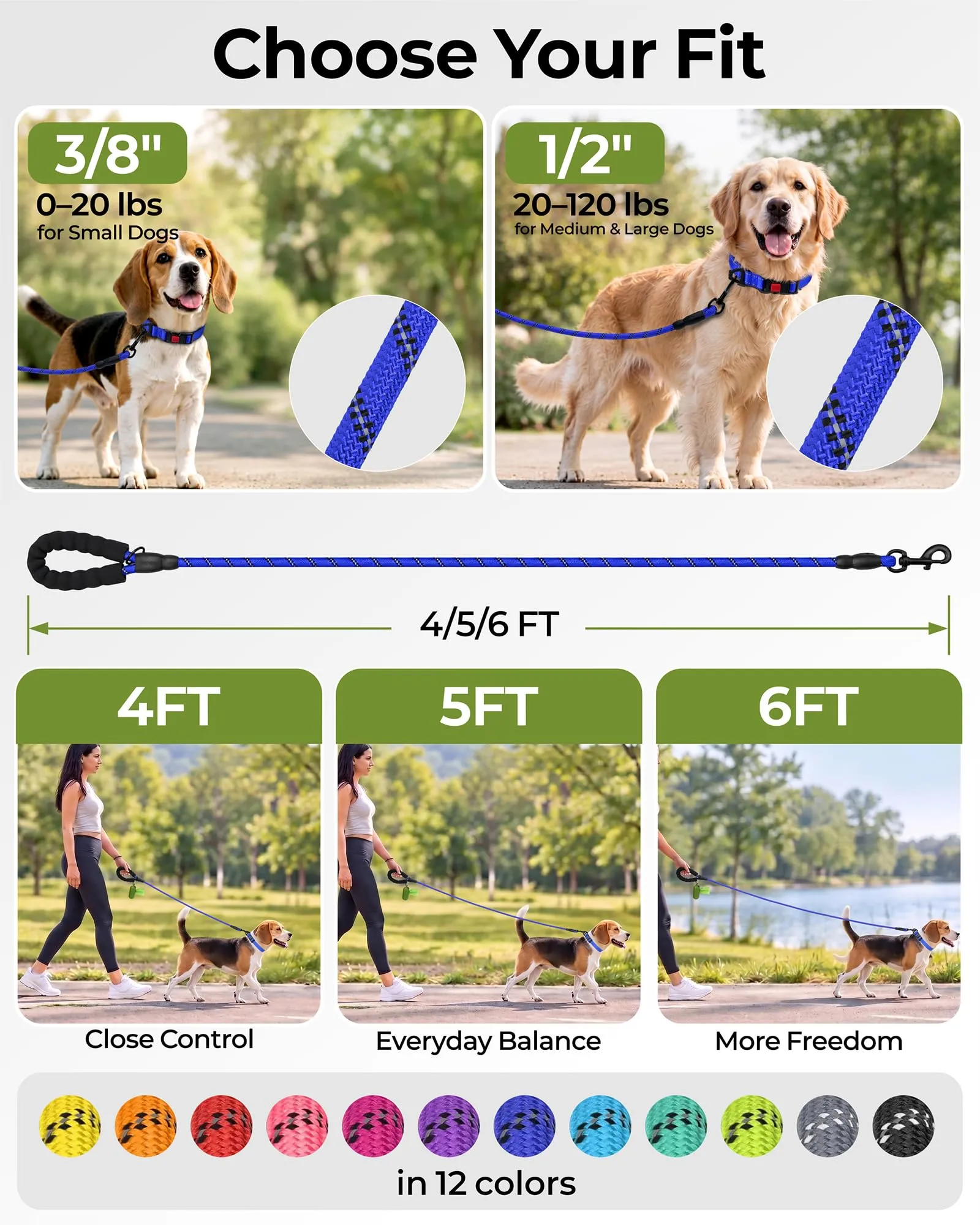 Taglory Guinzaglio per Cani in Corda con Manico Imbottito, 180cm x 1.2cm, Blu Scuro - immagine 7