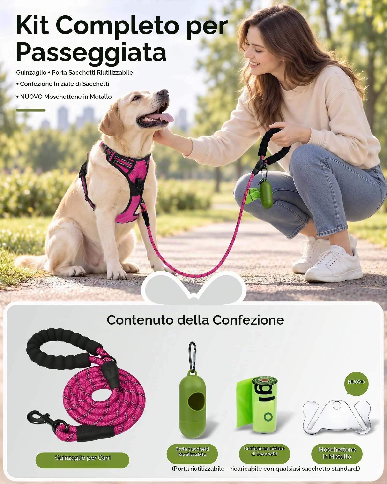 Taglory Guinzaglio per Cani in Corda con Manico Imbottito e Riflettente, 120cm x 1.2cm, Rosa Caldo - immagine 8