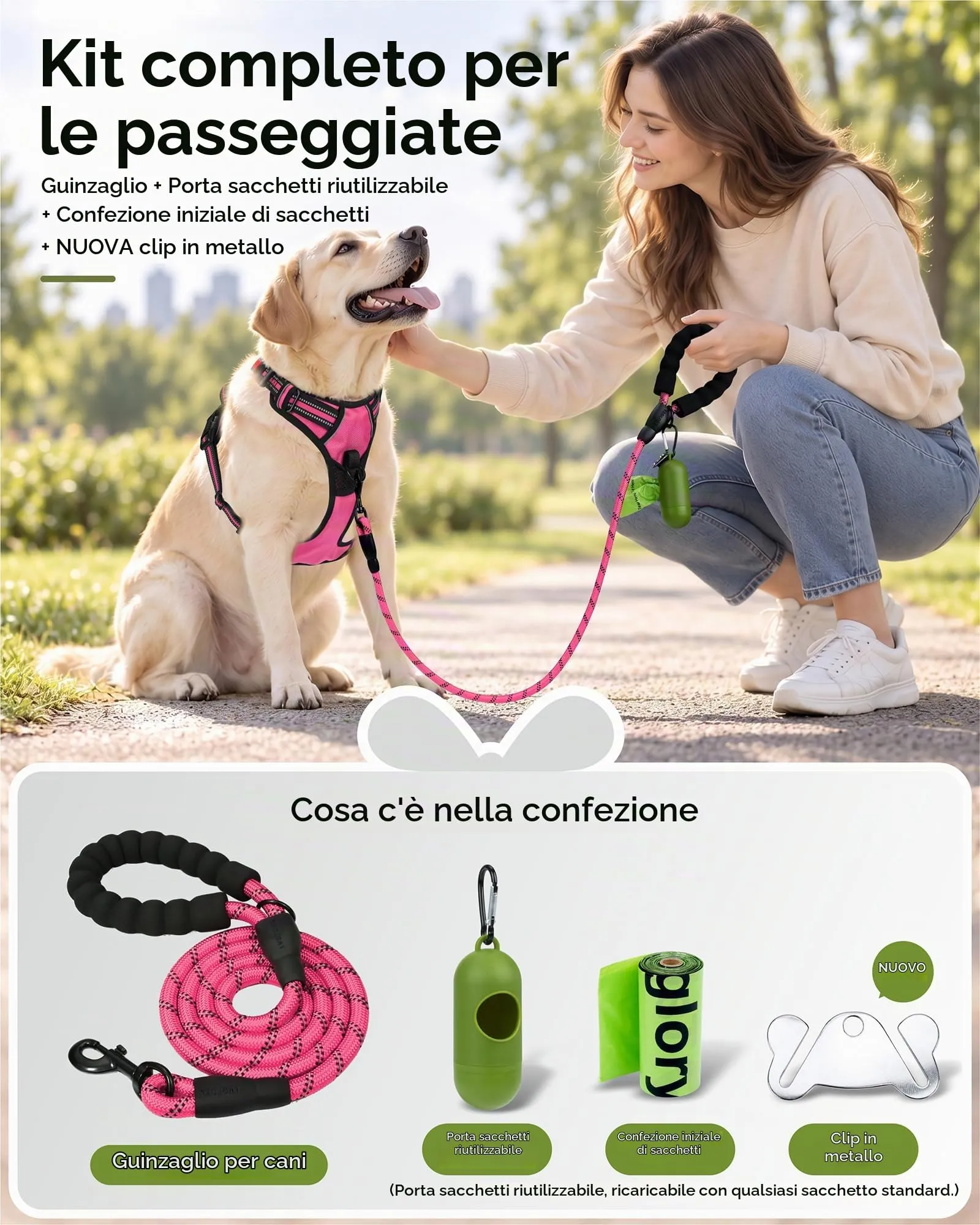 Taglory Guinzaglio per Cani in Corda con Manico Imbottito, 150cm x 1.0cm, Rosa - immagine 8