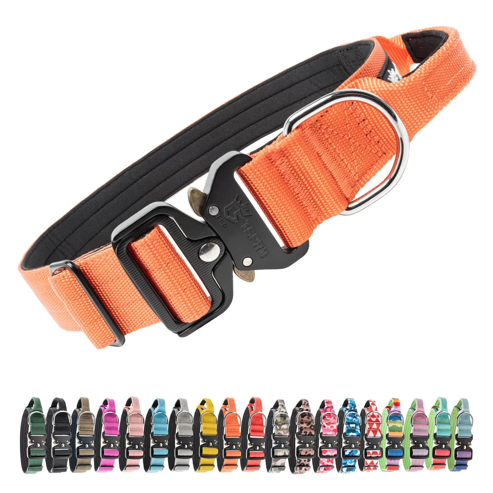 TSPRO Collare Tattico per Cane con Fibbia a Sblocco Rapido e Maniglia, 3,8 cm - immagine 1