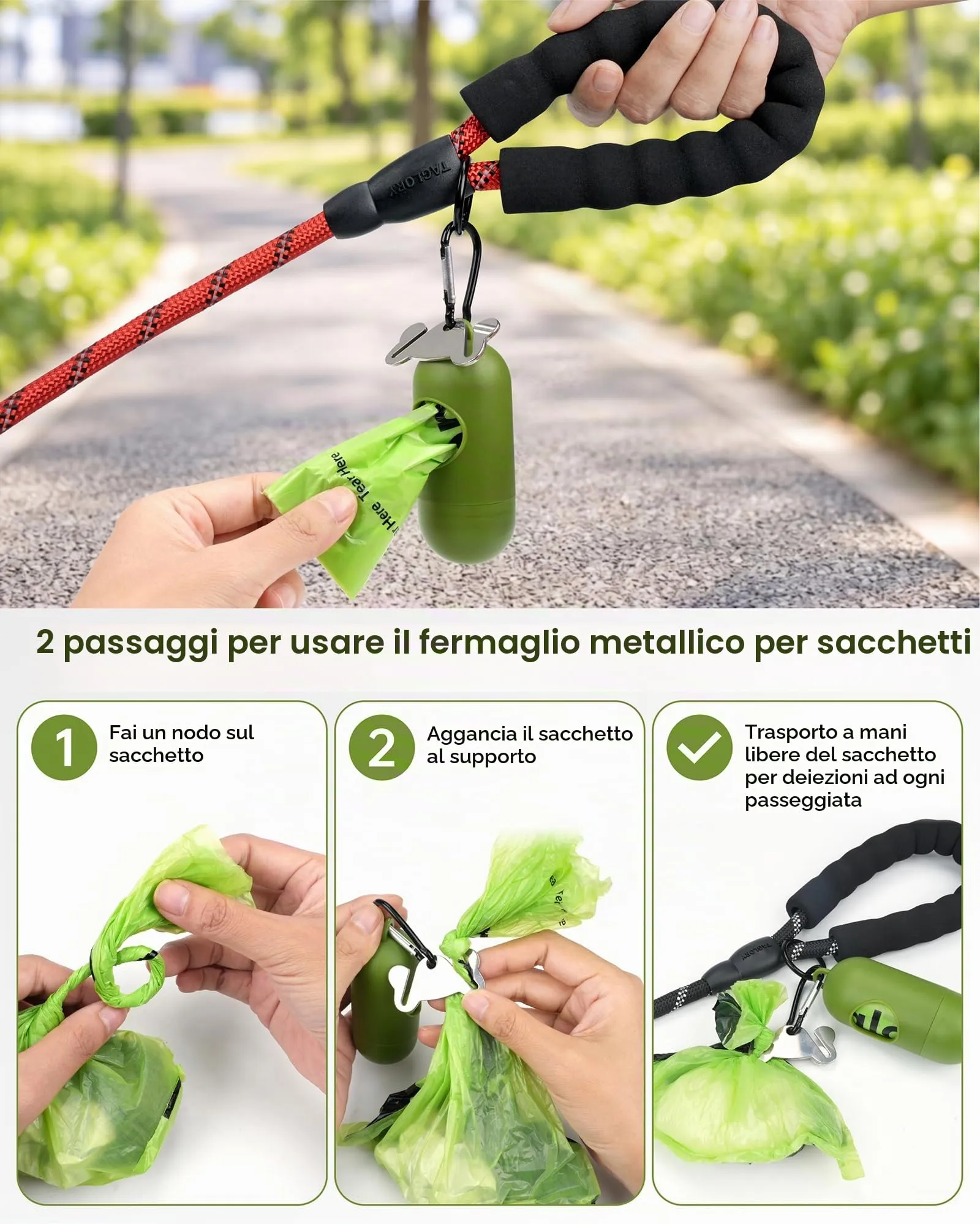 Taglory Guinzaglio per Cani in Corda con Manico Imbottito, 180cm x 1.2cm, Rosso - immagine 10