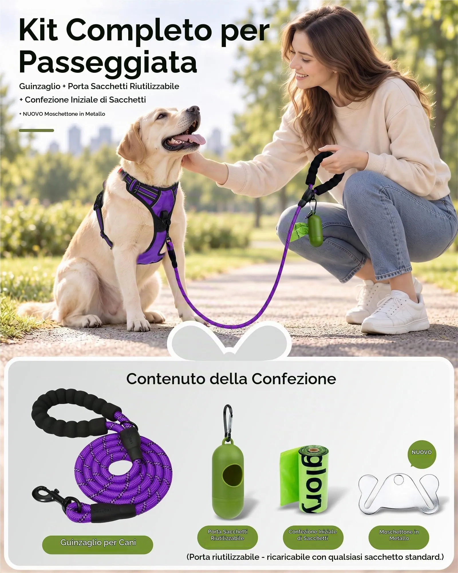 Taglory Guinzaglio per Cani in Corda Riflettente con Manico Imbottito, 120cm x 1.0cm, Viola - immagine 8