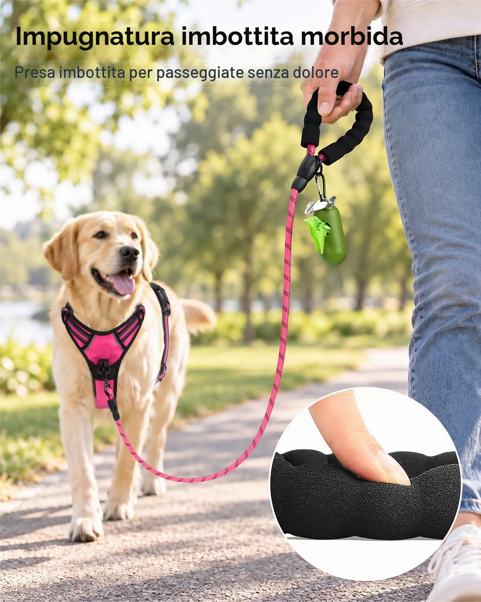 Taglory Guinzaglio per Cani in Corda con Manico Imbottito, 150cm x 1.2cm - immagine 2
