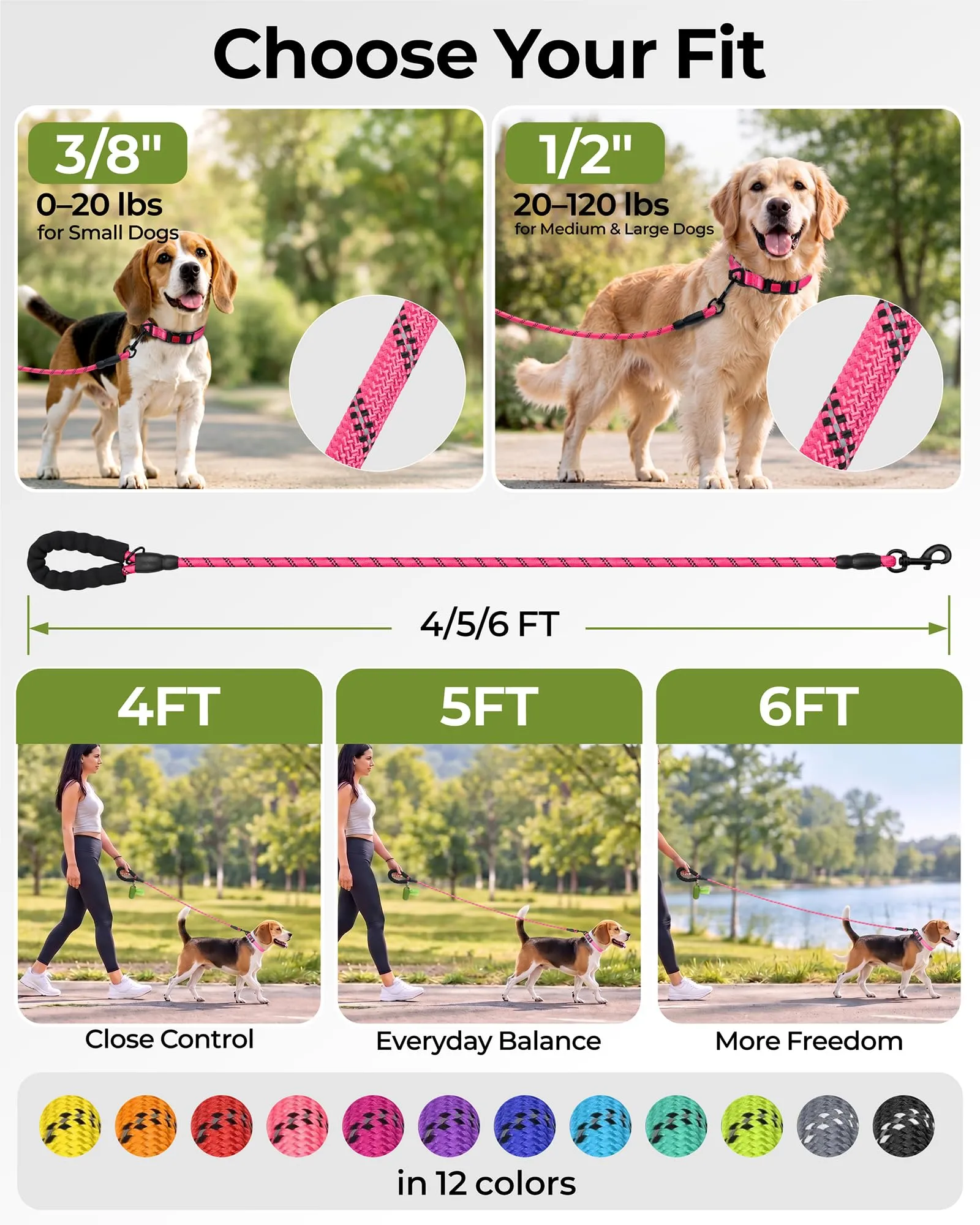 Taglory Guinzaglio per Cani in Corda con Manico Imbottito, 150cm x 1.2cm - immagine 7